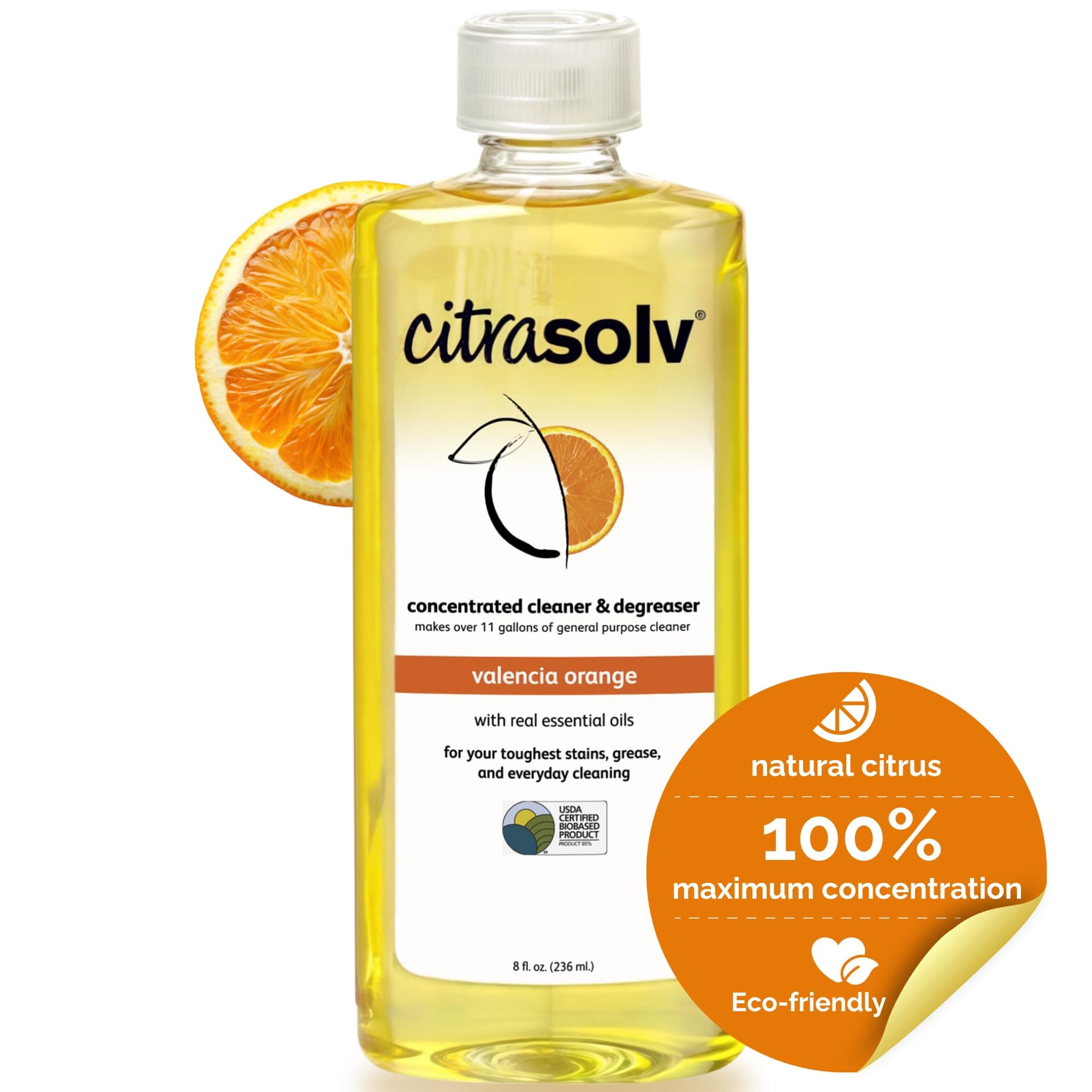 Citra Solv Natural Cleaner and Degreaser Concentrate Valencia Orange, 8 Fluid Ounce