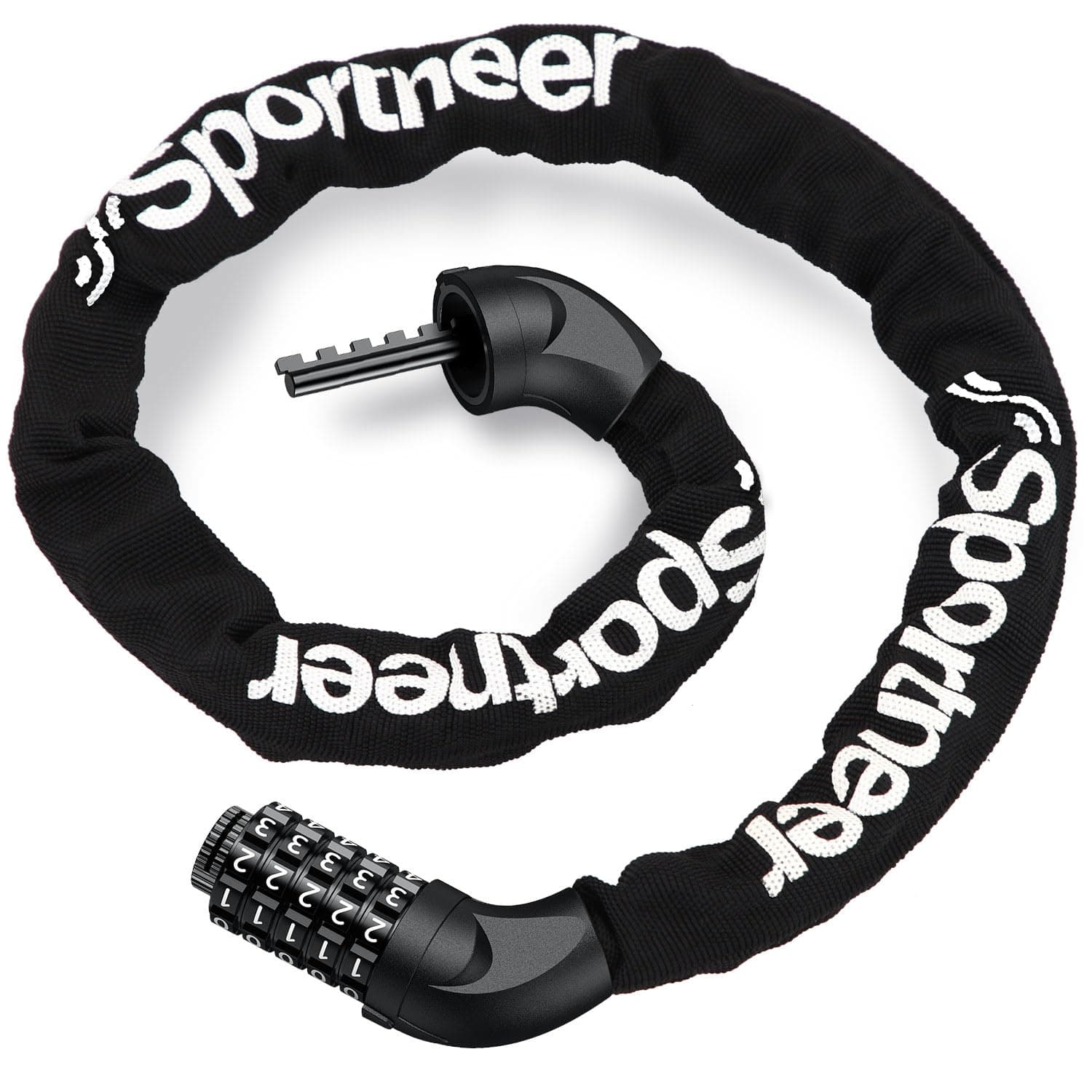 Sportneer Bike Lock: 5 Digit Combination High Security Anti Theft Bike Chain Lock - 3.2/3.6/4ft Heavy Duty Resettable Keyless Bicycle Lock for Bike, Motorcycle, Scooter, Door & Gate - 6mm Thick