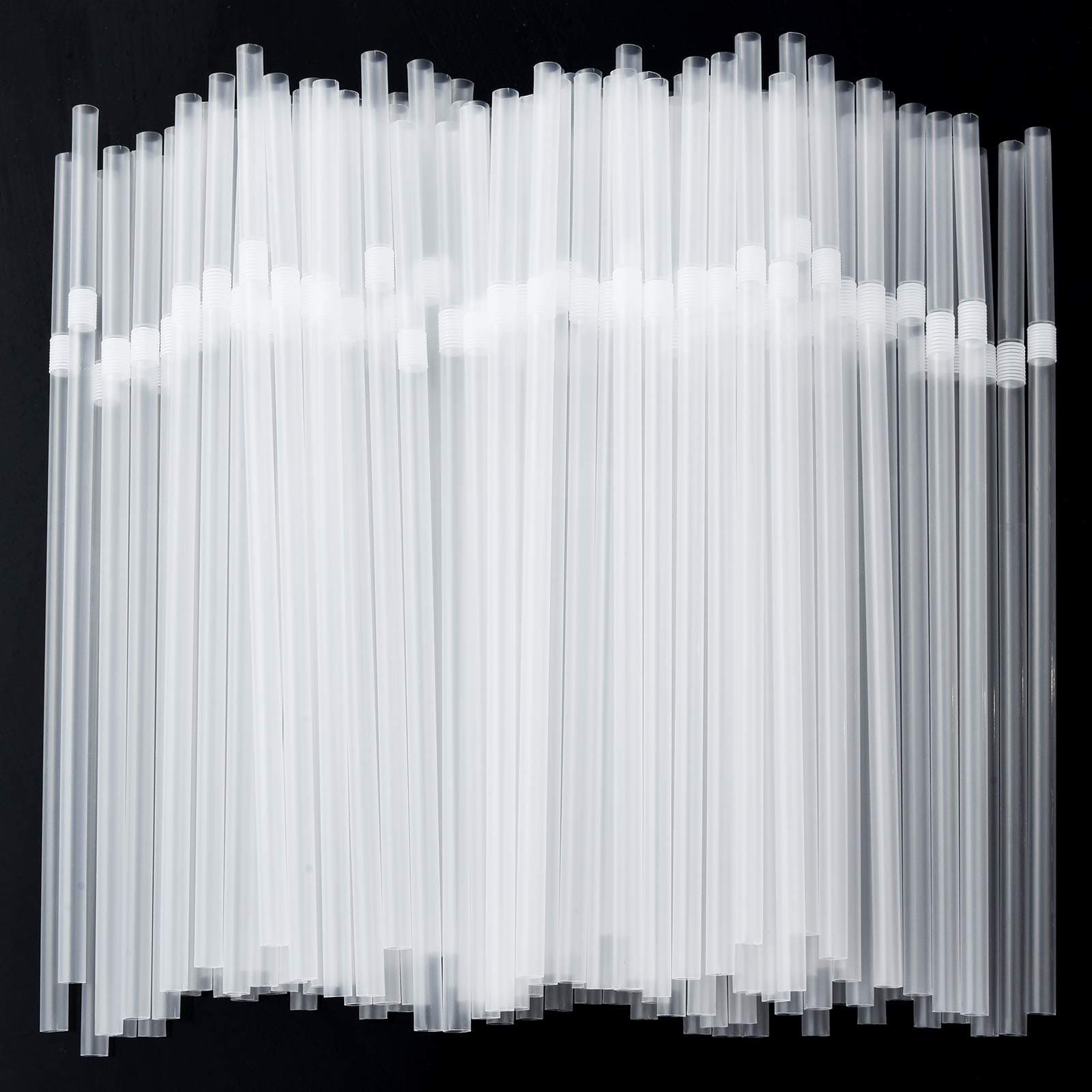 ALINK 200-Pack Clear Disposable Plastic Flexible Straws, 0.23" x 7.75" Bendy Drinking Straws