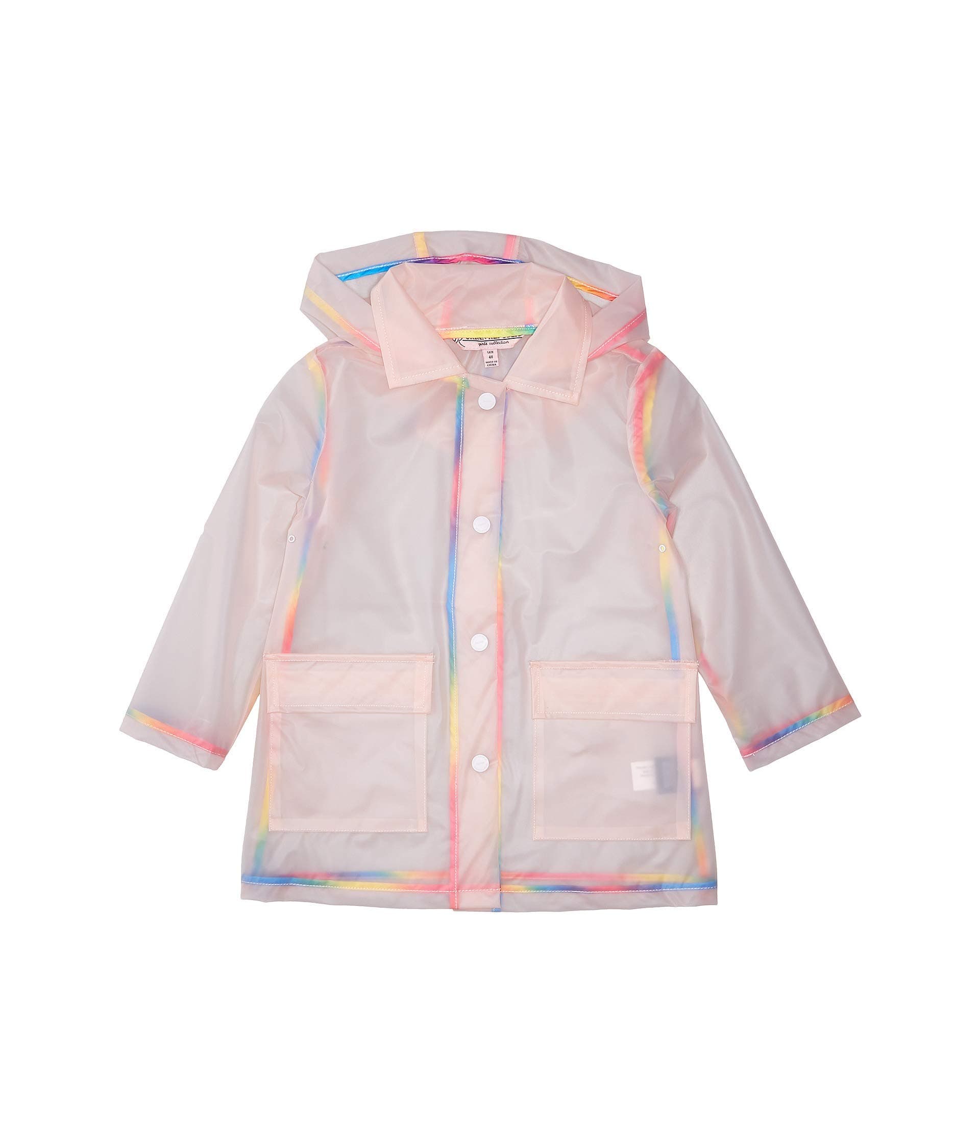 Baby Girl's Transparent Raincoat with Rainbow Piping (Infant/Toddler)