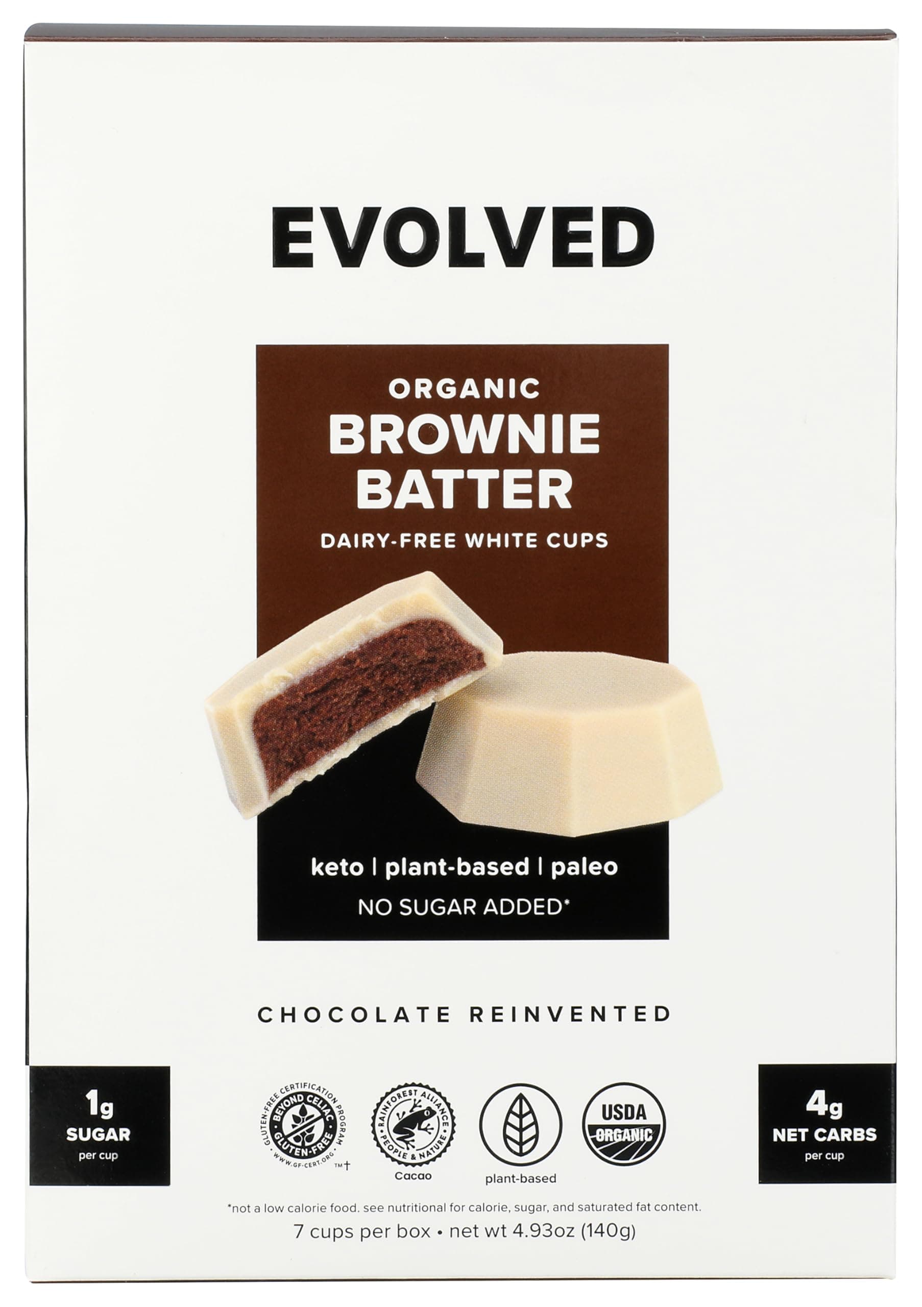 EVOLVED Organic Brownie Batter Keto Cups, 4.93 OZ