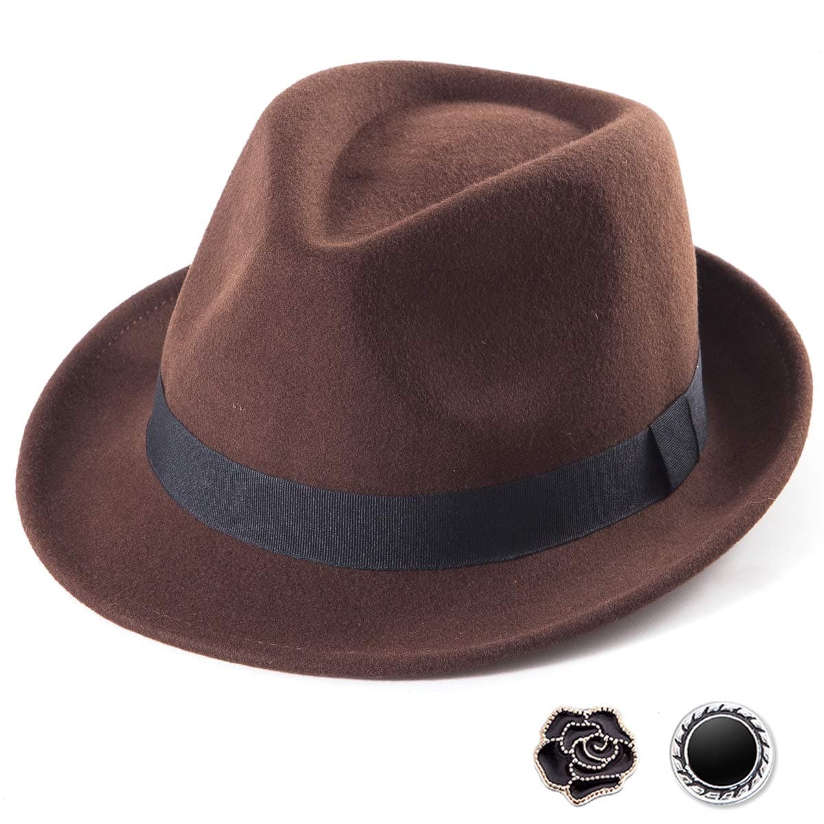 Straw Trilby Fedora Hat for Men 1920s Short Brim Wool Felt Panama Cap 7 1/4