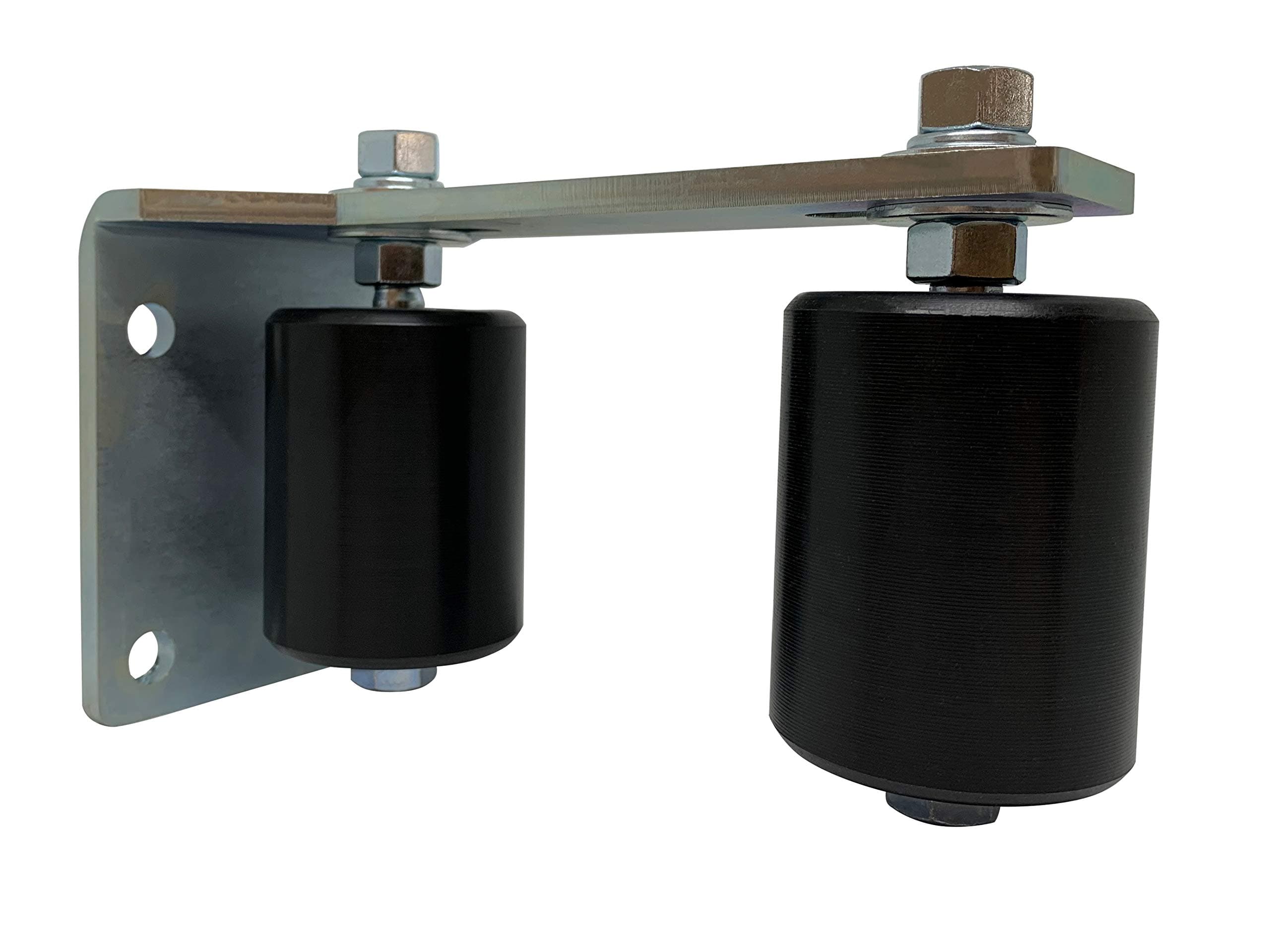Eagle Slide Gate Guide Post Rollers 3" Black L Rear Adjustable Bracket Mount Double Hard Nylon Rollers Heavy Duty Steel Gate Guider Support Assembly for Sliding Rolling Gates-Made in The USA