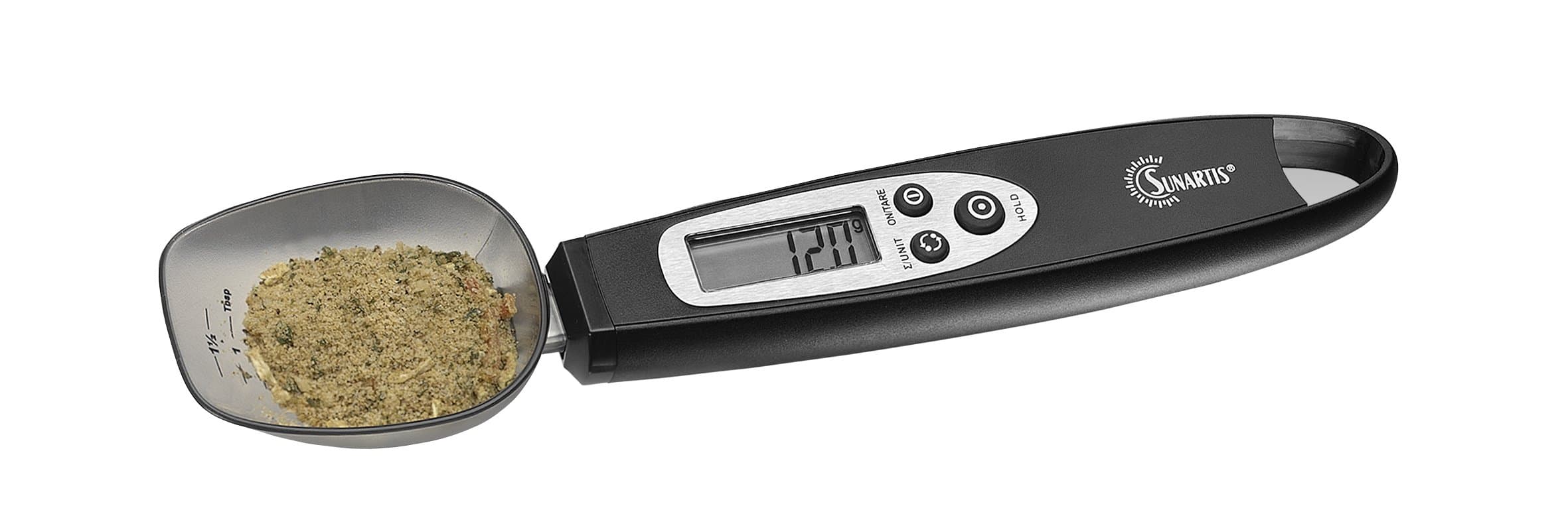 Sunartis41275 1-3013 ES494 Loeffelwaage Waegebereich (max.) 300g Ablesbarkeit 0.1g batteriebetrieben Schw, schwarz