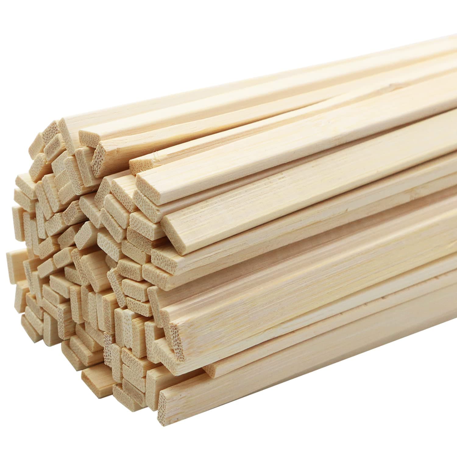 100pcs 15.7x0.35 Inch Strong Natural Bamboo Sticks, Wooden Craft Sticks, Extra Long Sticks, Wood Strips for Craft Projects