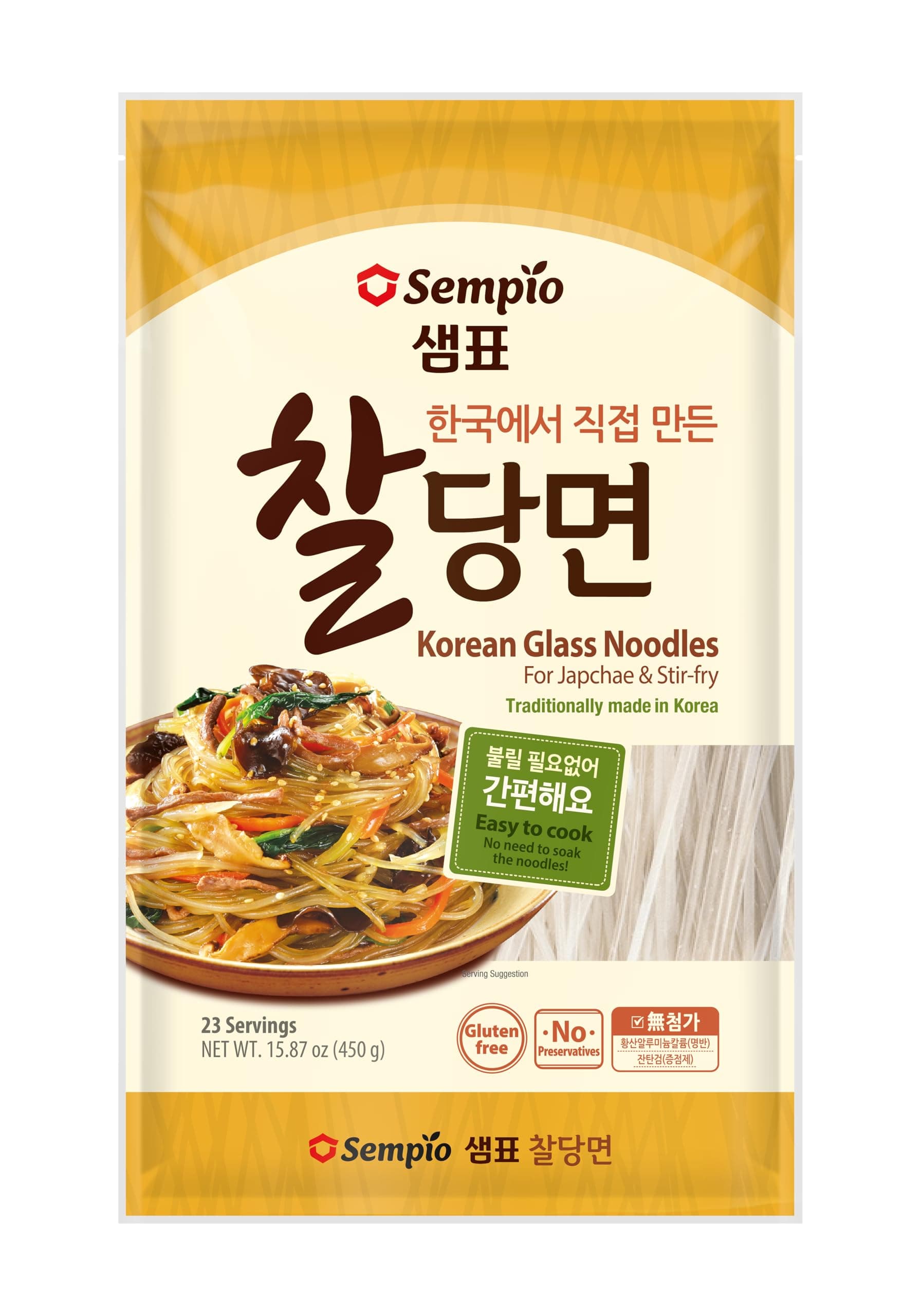 Glass Noodles, Dangmyun - Gluten-Free, Pasta Alternative, Sweet Potato Vermicelli, Ideal for Korean Food, Japchae, Galbitang (15.84 oz / 450g, Good Carbs, Big Portions, Fat-Free)​