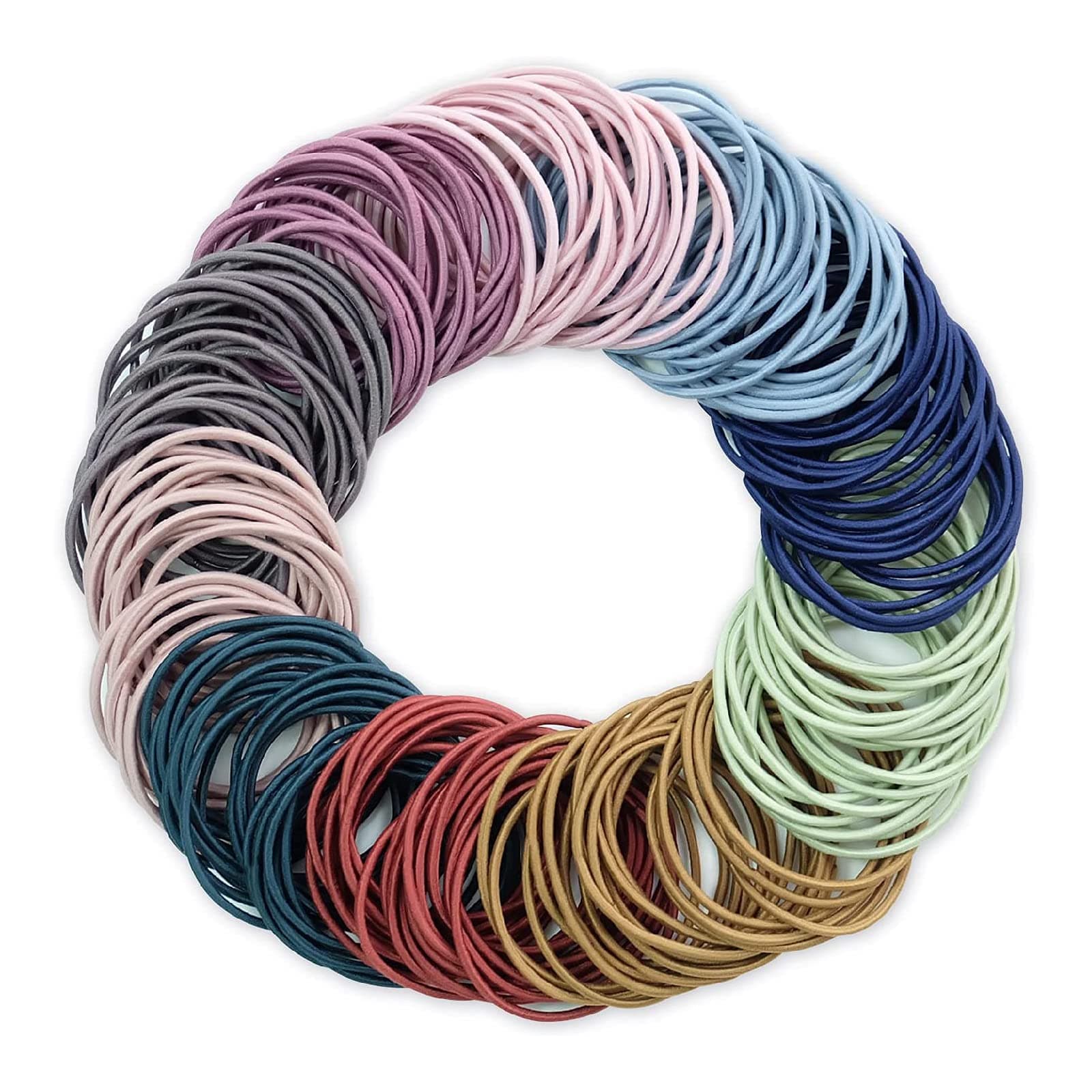 200 PCS Elastic Hair Bands, 2mm Thin Hair Ties, Multicolor Ponytail Holders, Hair Bobbles for Girls Women