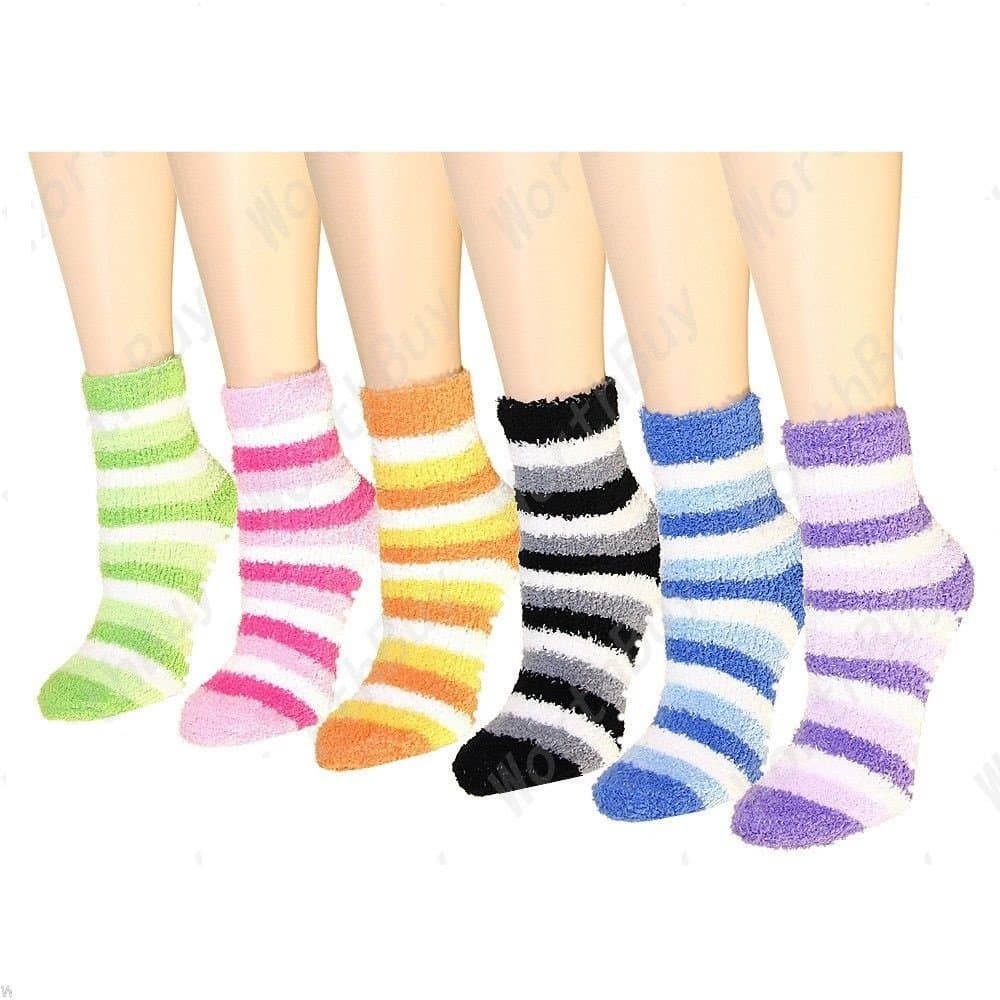Samkit Women's Soft Cozy Fuzzy Winter Warm Feather Slipper Bed without Thumb Socks (Multicolour, Free Size) - Set of 4 Pairs