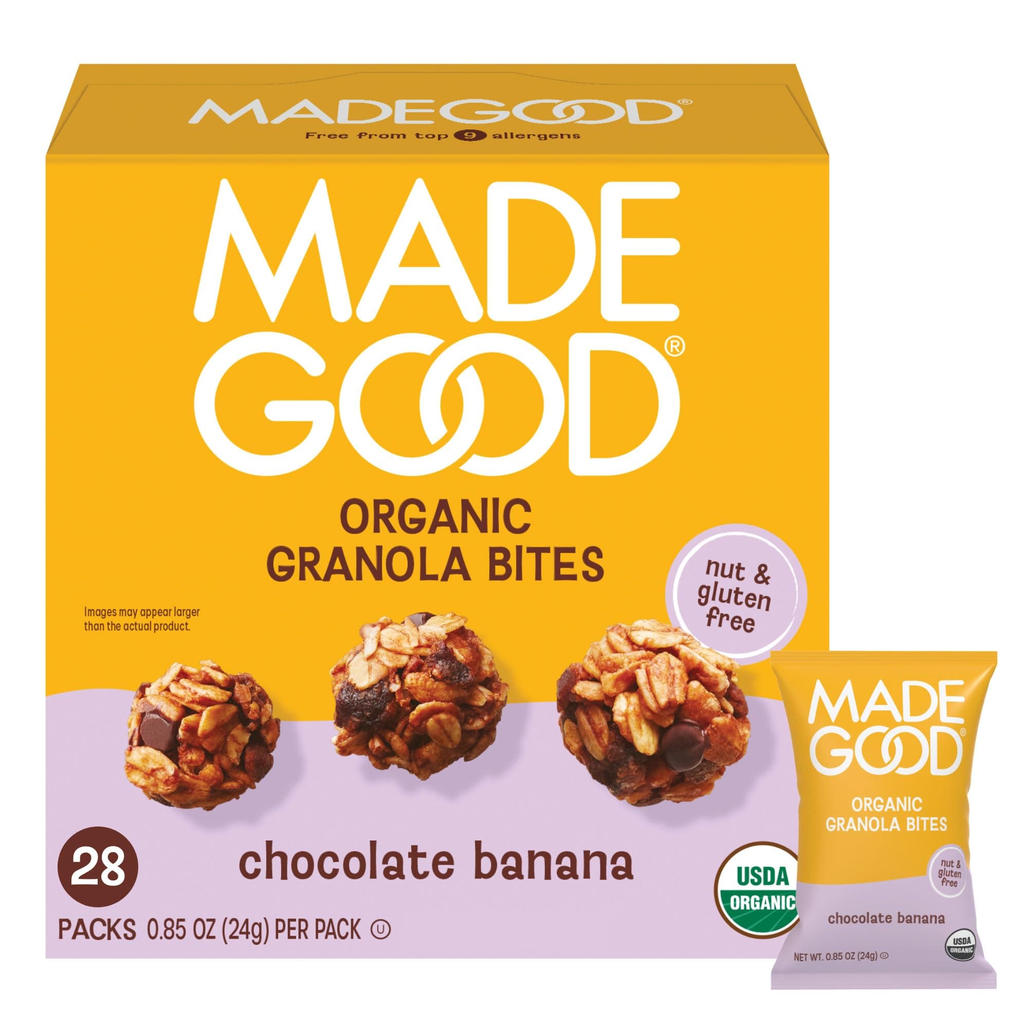 Made Good Chocolate Banana Granola Minis, 28 Count, Organic and Delicious Snacks