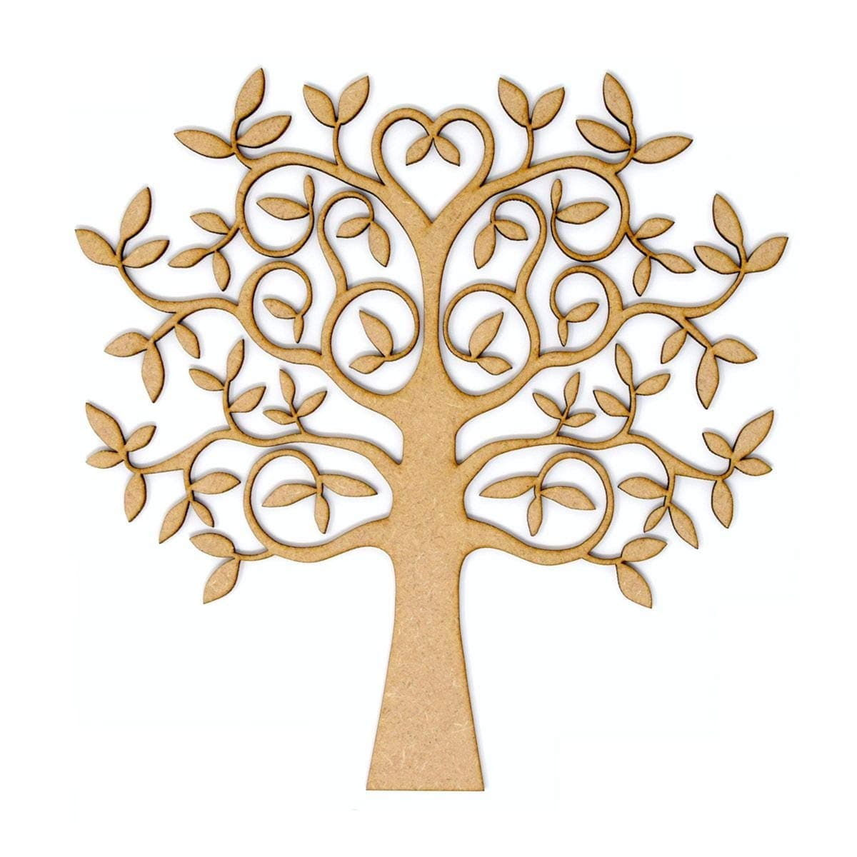 MDF Tree Shape for Crafts, with Added Love - Perfect for Family Tree, Weddings (15cm) - Includes 4 Free Hearts
