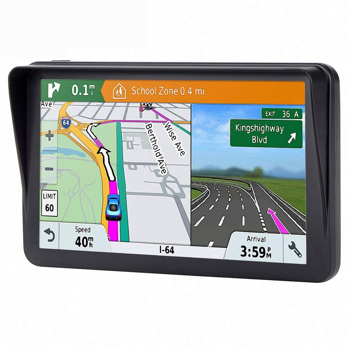 Car GPS, 7 inches 8GB Navigation System for Cars Lifetime Map Updates Touch Screen Real Voice Direction Vehicle GPS Navigator