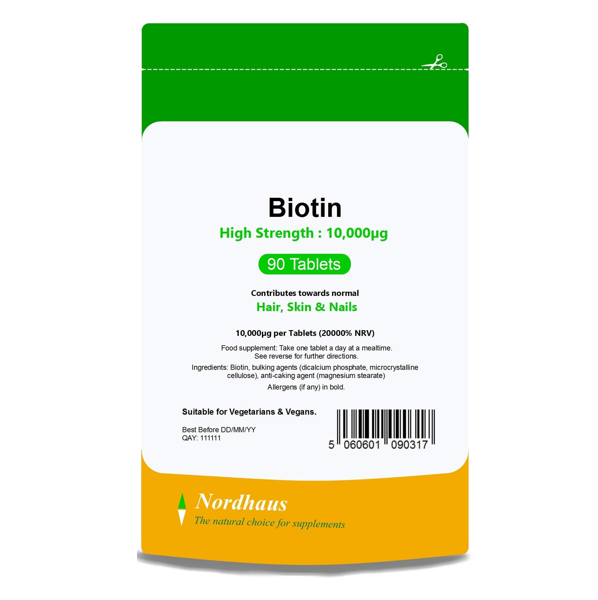 Biotin 10000mcg - 90 Tablets