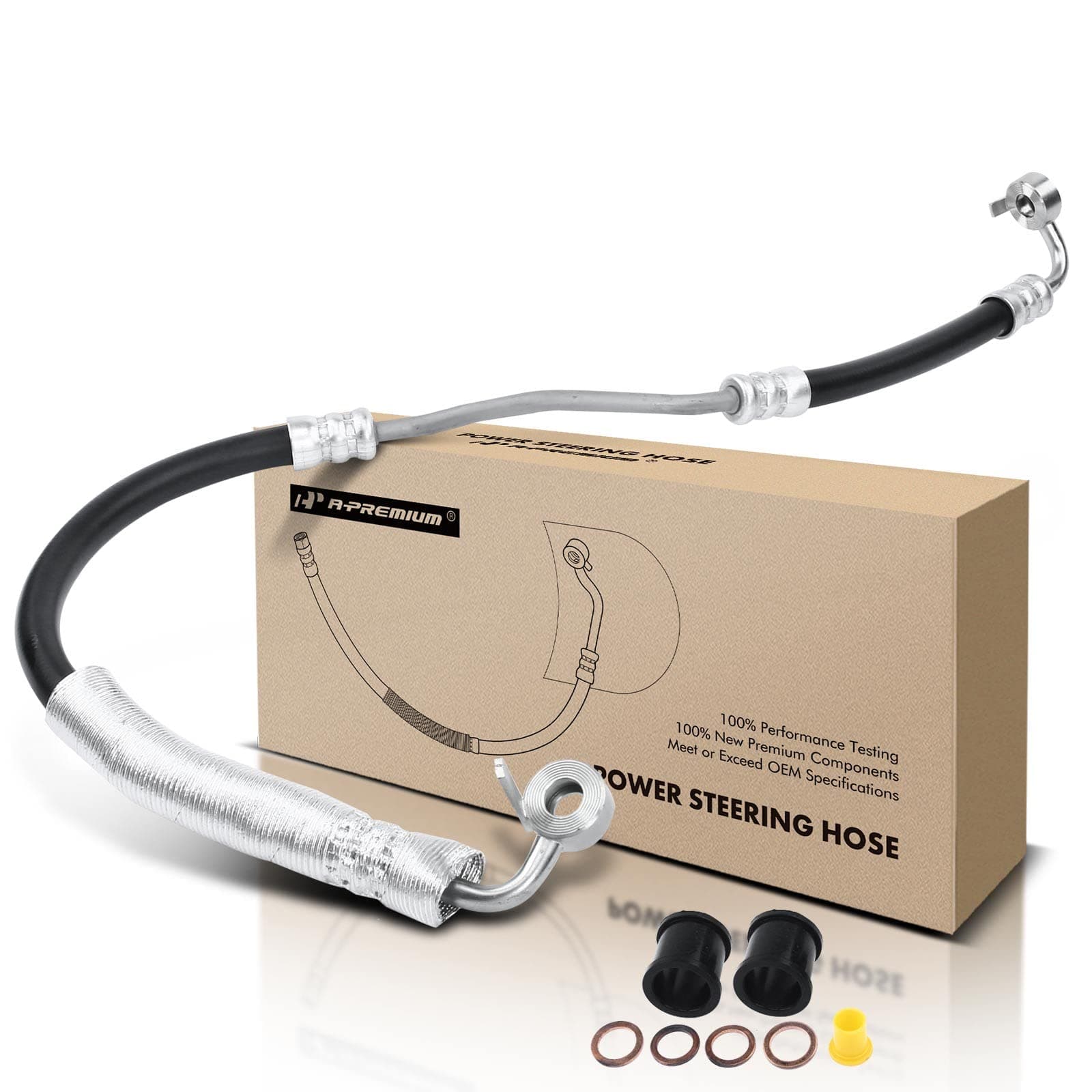 A-Premium Power Steering Pressure Line Hose Assembly Compatible with Mazda CX9 2007-2015, 3.5L 3.7L, with Aluminum Foil Sheath, Pump to Rack/Gear