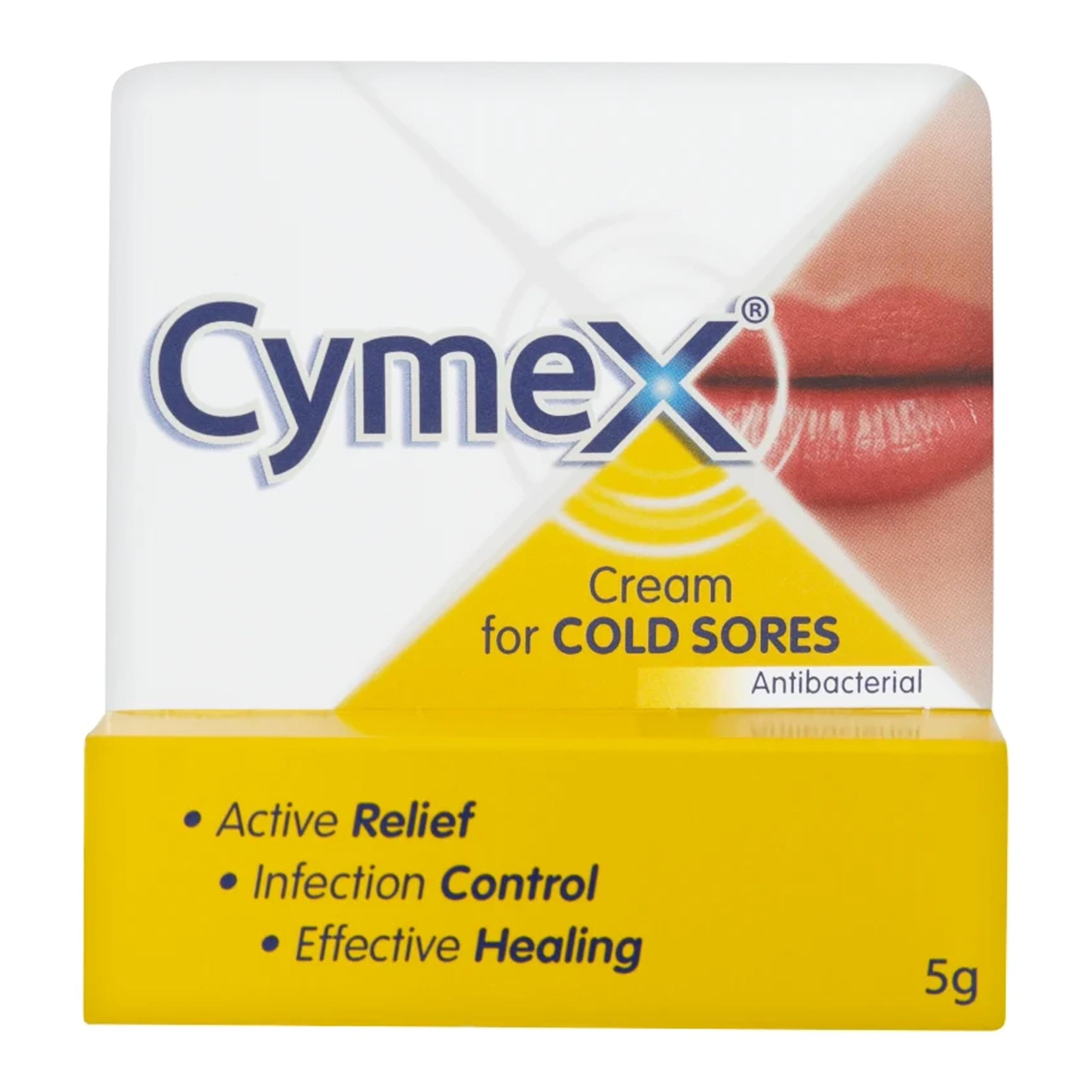 Cymex Cold Sore & Lip Cream - Triple Action Formula, 5gm | Fast Relief, Infection Control, Effective Healing for Painful Cold Sores & Dry Cracked Lips