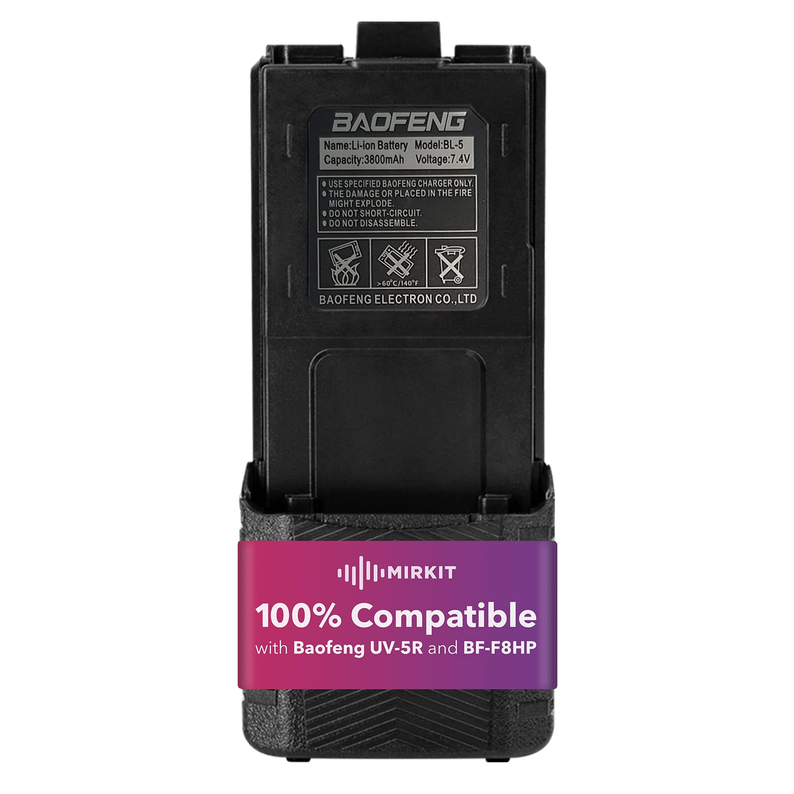 Baofeng Battery BL-5 3800mAh Type-C Charging Port Extended Battery Compatible with UV-5R BF-8HP UV-5RX3 RD-5R UV-5RTP UV-5R+, UV-5X3 Two Way Radios, Baofeng UV-5R Series Radio USA