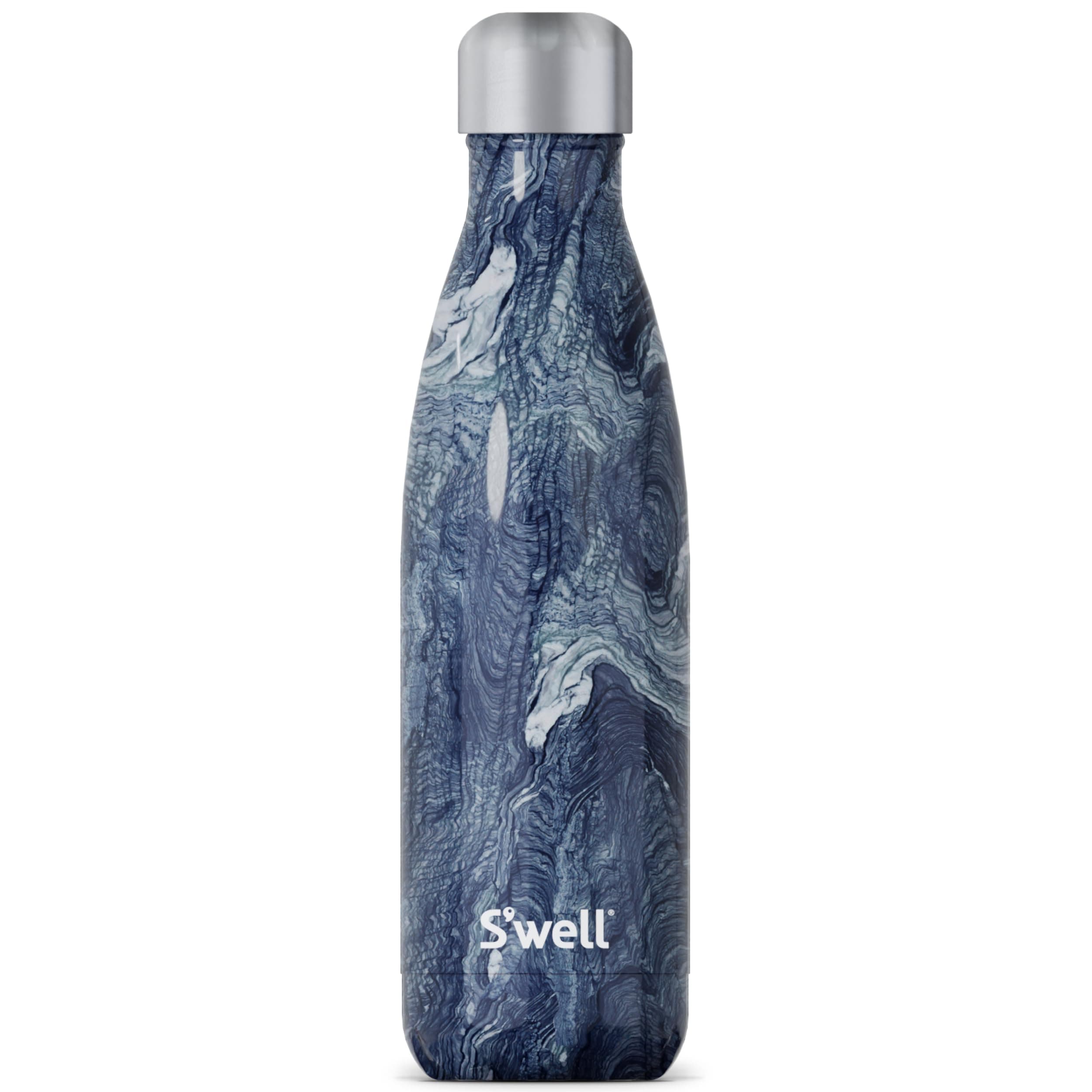 S'wellStainless Steel Water Bottle, 17oz, Azurite Marble, Triple Layered Vacuum Insulated Containers Keeps Drinks Cold for 36 Hours and Hot for 18, BPA Free, Perfect for On the Go