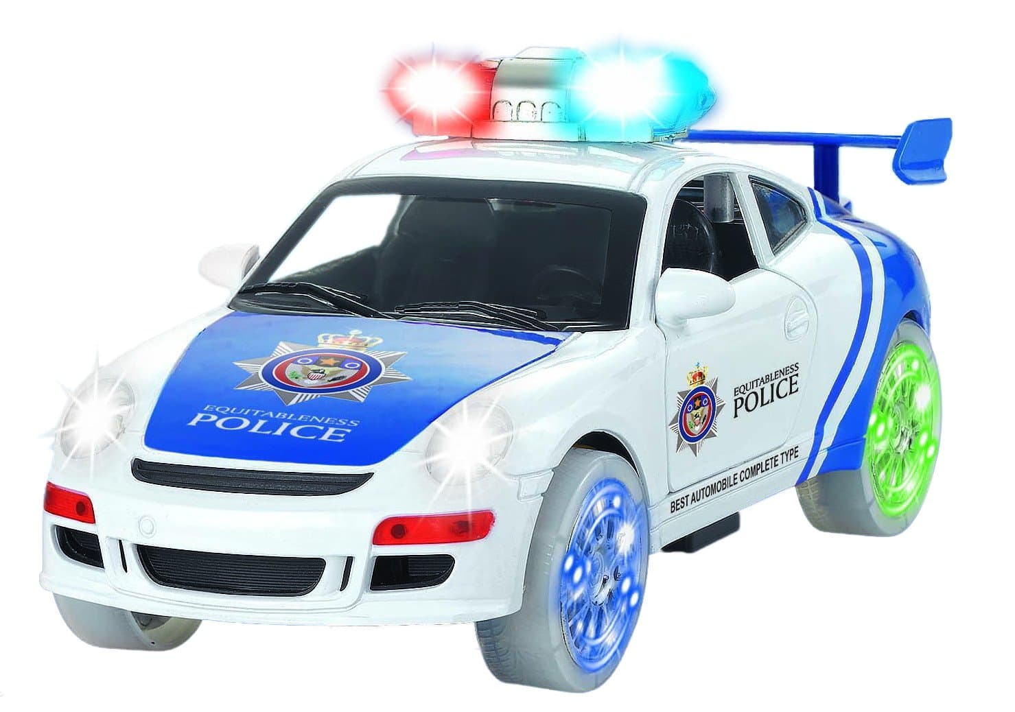 Battery Operated Bump And Go Action Police Car, 360° Spinning Stunt Car, With Beutiful Flashing Lights and Sirens.
