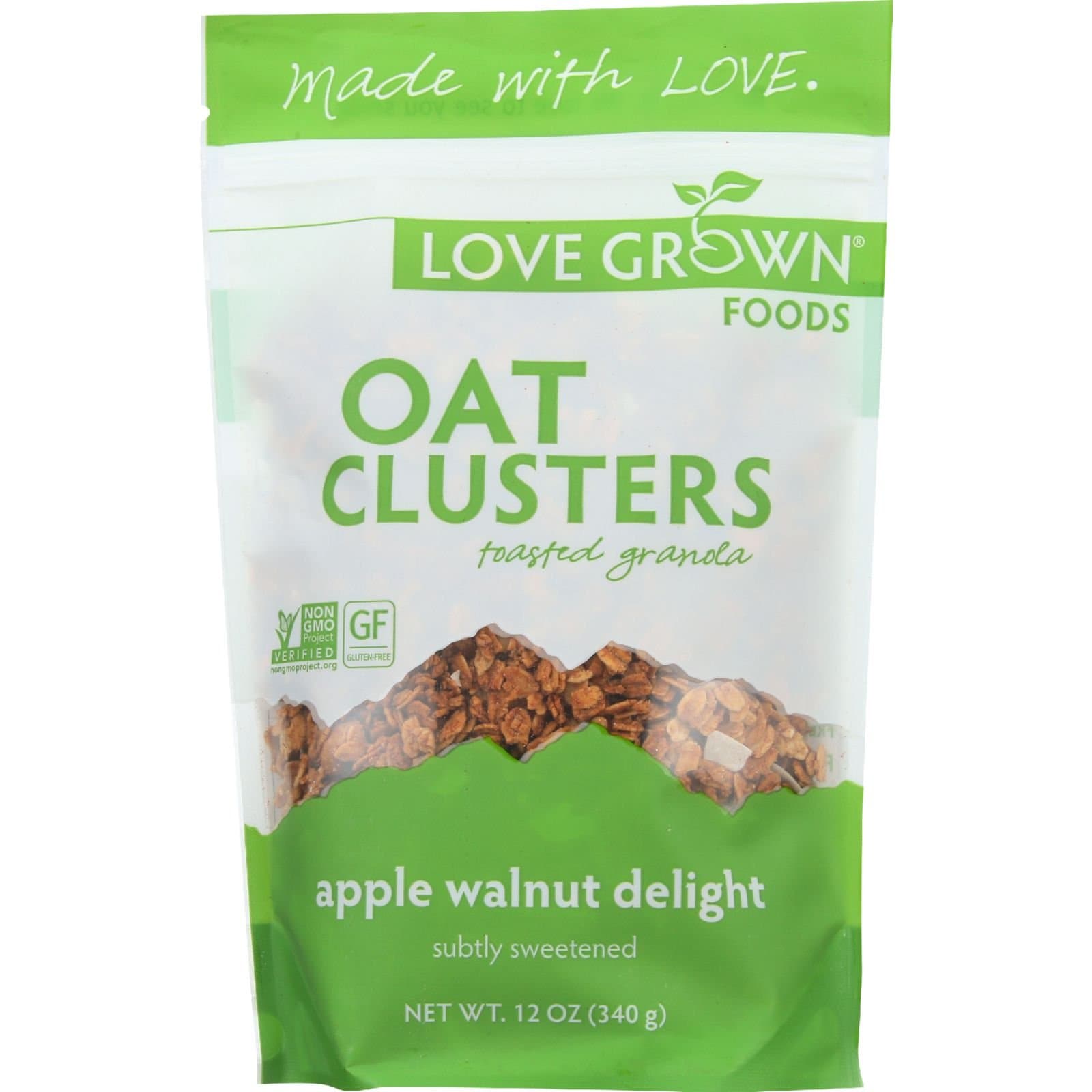 Love Grown Foods Toasted Granola - Oat Clusters - Apple Walnut Delight - 12 oz - case of 6
