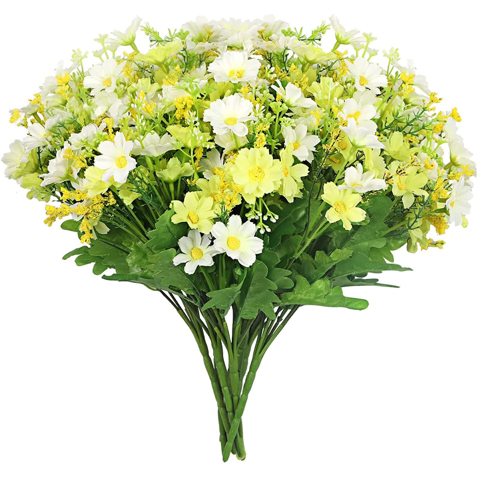 Leixi 8PCS Artificial Flowers Faux Daisy Silk Flowers for Home Decor Indoor No Fade Artificial Plants Indoor Outside Hanging Planter Home Garden Porch Décor (White)