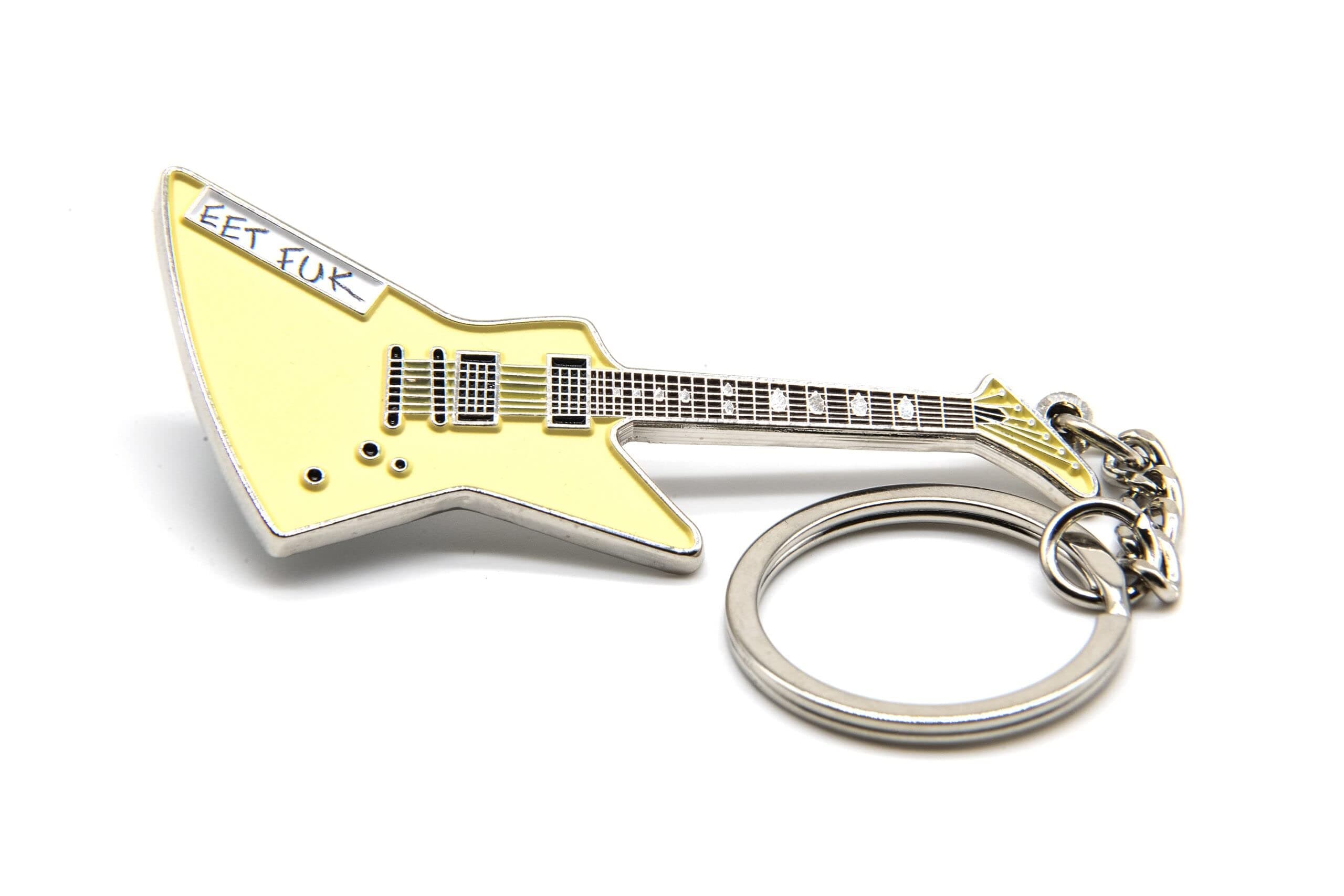 JamesHetfield-Metallica replica guitar metal keyring EET FUK sticker