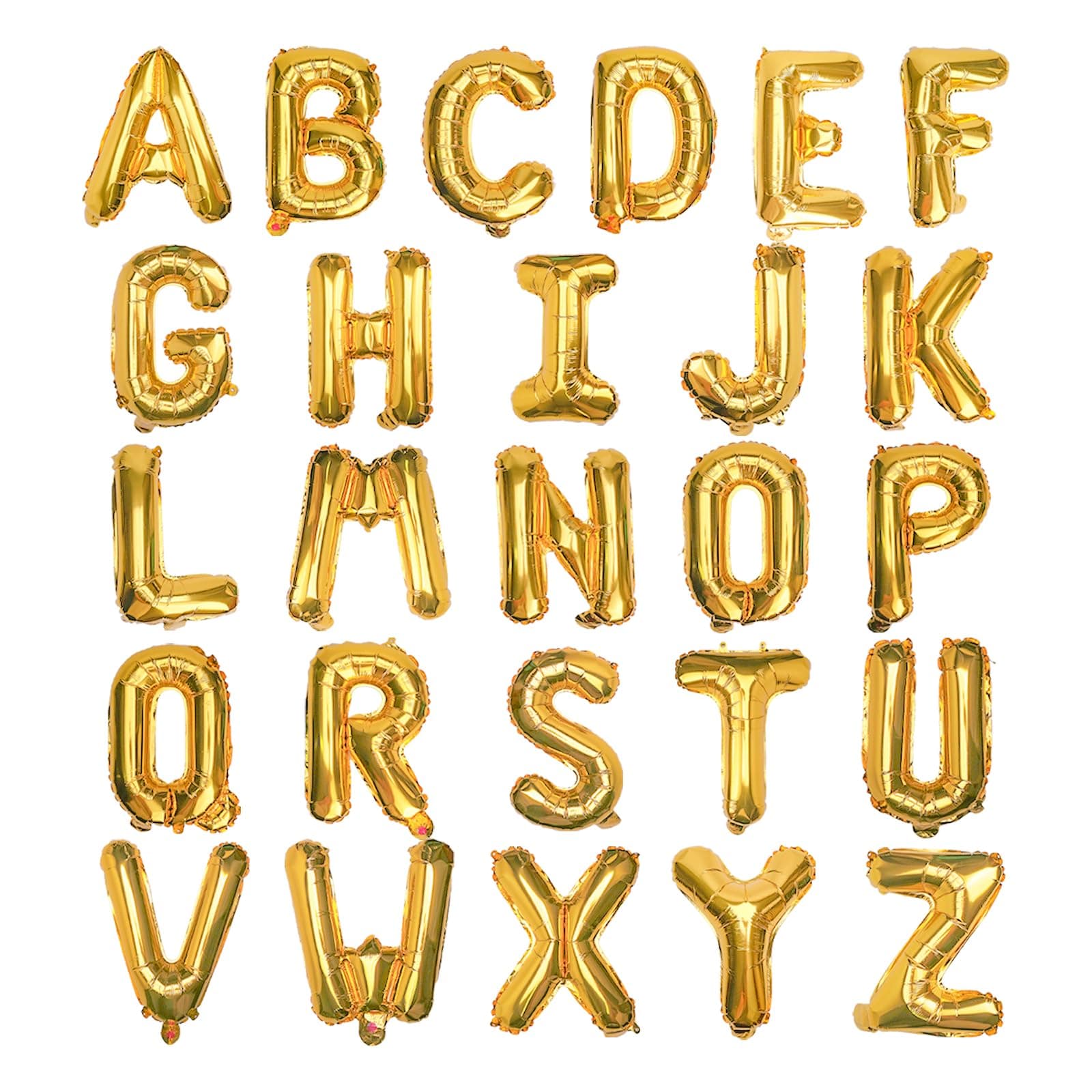 ChicRosa Wellin 16" Gold Foil Mylar Letter Balloons A-Z 26pcs Mega Pack, Aluminum Hanging Foil Film Alphabet Letter (A-Z (Pack of 26), gold)