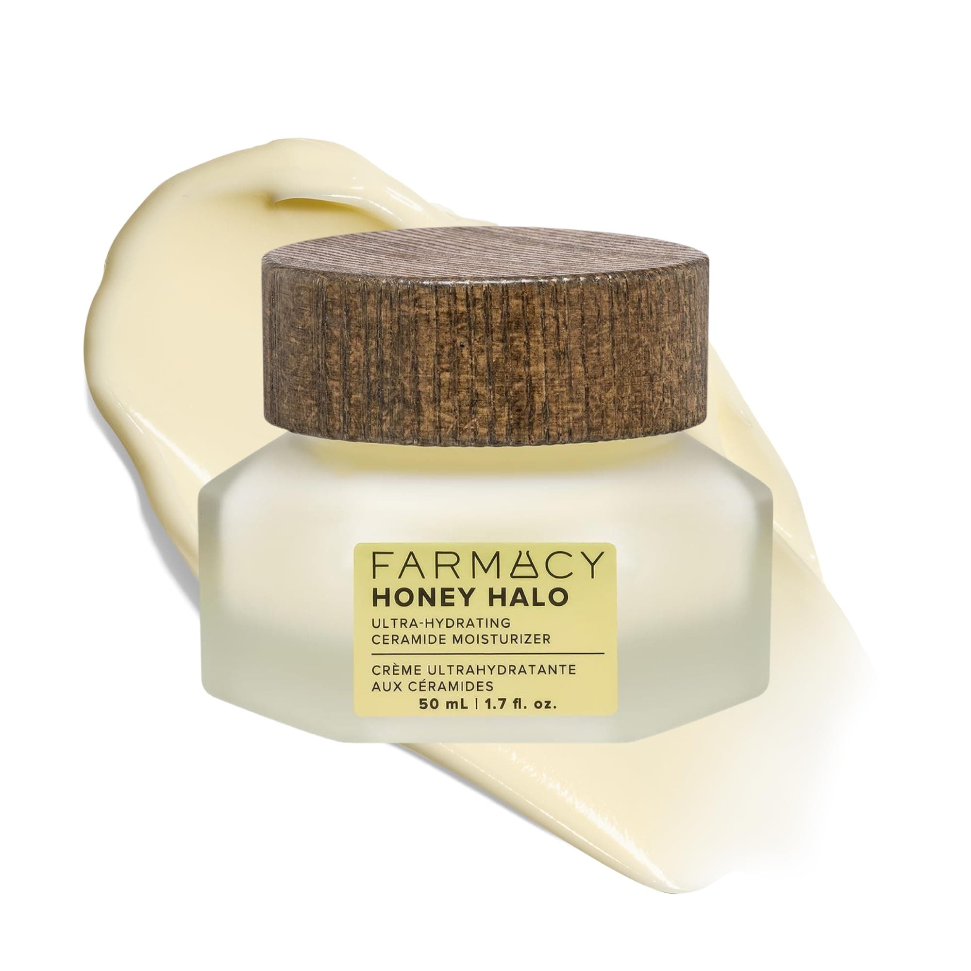 Farmacy Ceramide Face Moisturizer - Honey Halo Ultra Hydrating Facial Moisturizer with Buckwheat Honey + Ceramides - Helps Restore Barrier + Replenish Dryness - Plumping Skin Care for Dry Skin (50ml)