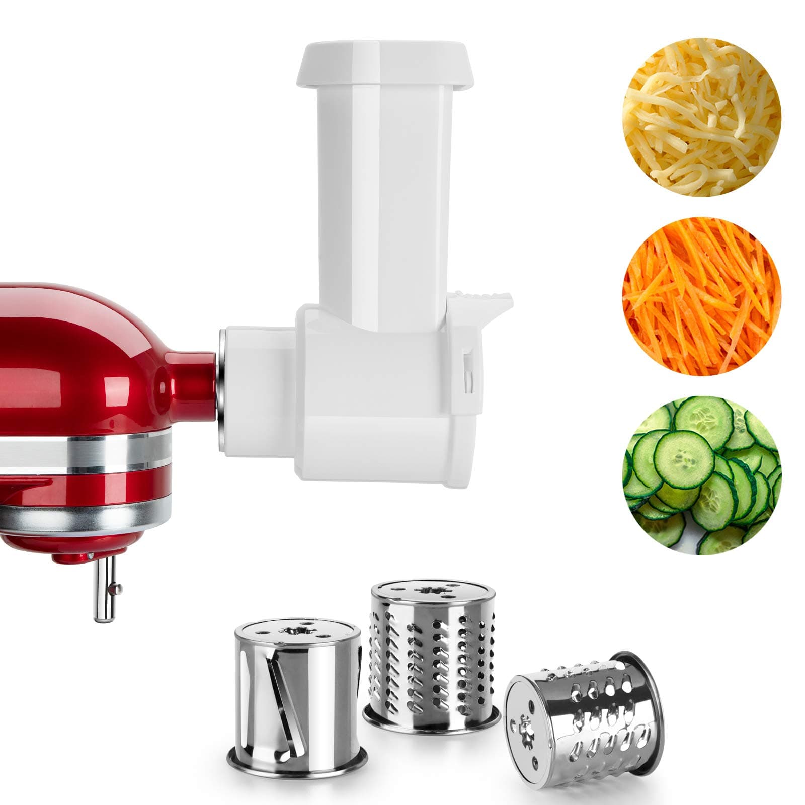 Slicer Shredder Attachments for KitchenAid Stand Mixer, Electric Cheese Grater Salad Chopper, Accessories for All Household KitchenAid by SAMYERLEN, Fits Cuisinart Stand Mixer SM-50 / SM-50BC / SM-50R
