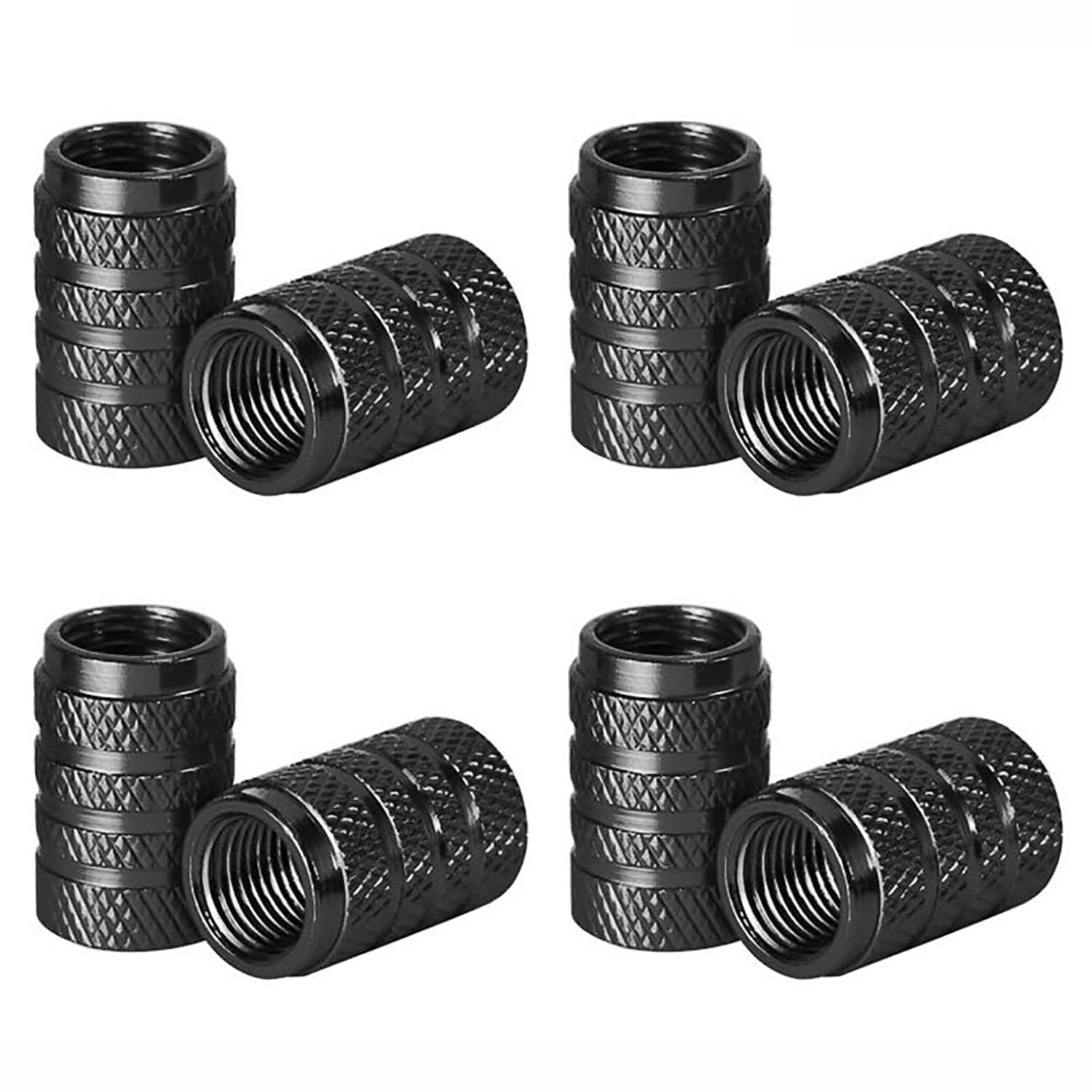 8 Pcs Tyre Valve Caps, Black Stem Dust Caps,Car Tire Valve Stem Caps,Universal Aluminum Tire Valve Cap Valve Covers Replacement for Cars,Bike, Motorcycles, Black