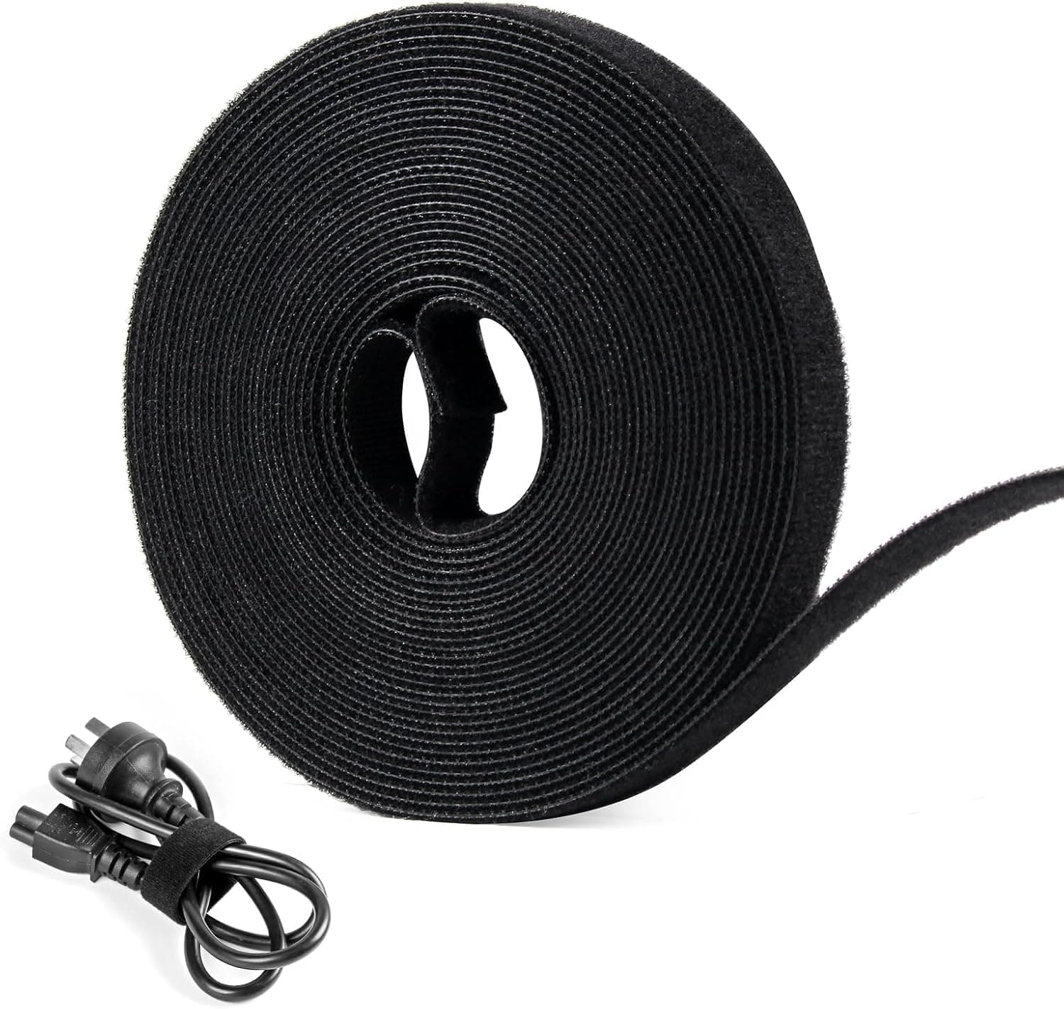 INOVERA (LABEL) 7 meter Cable Organizer Hook & Loop Tape Roll - Cord/Wire Holder Management Strap - Reusable Ties for PC, TV, Desk, WFH Accessories - 12mm width Black