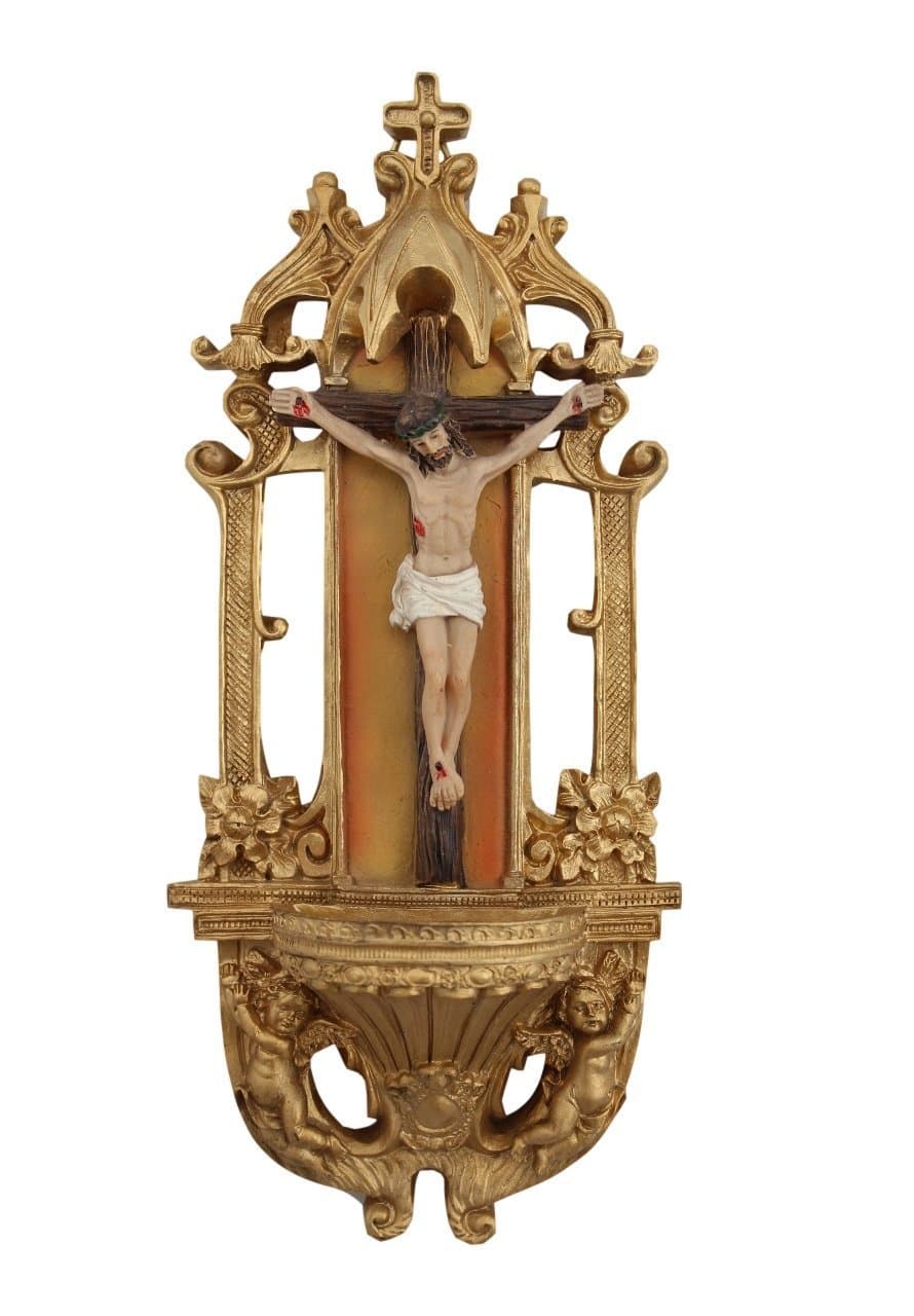 Solid Brass Crucifix Beautiful Jesus Wall Plaque Cross