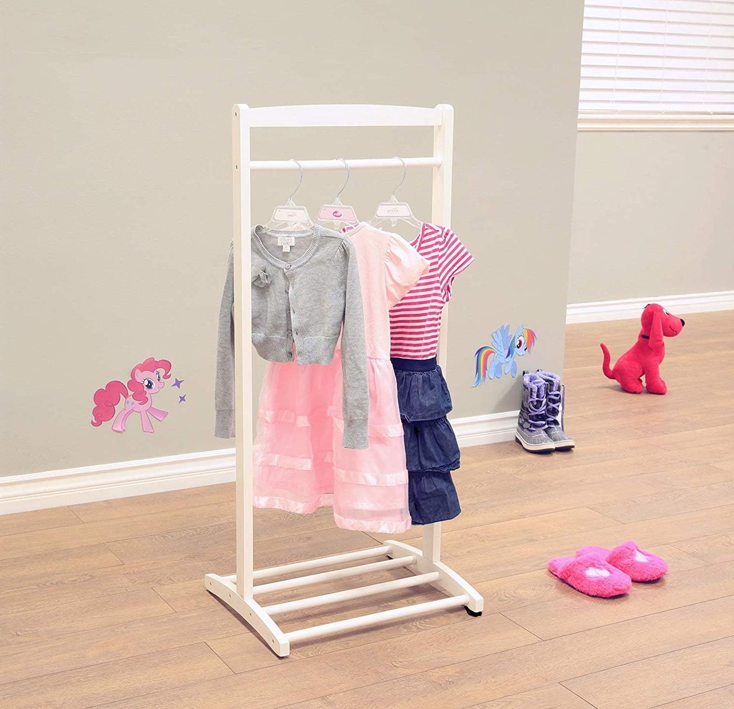 Mutsrd Niceful White Kids Dress Up Rack, Child Garment Rack, Girls Toddlers Clothes Rack, Dress Up Storage Kids Costume Organizer, Hanging Armoire Closet Unit Furniture for Dramatic Play
