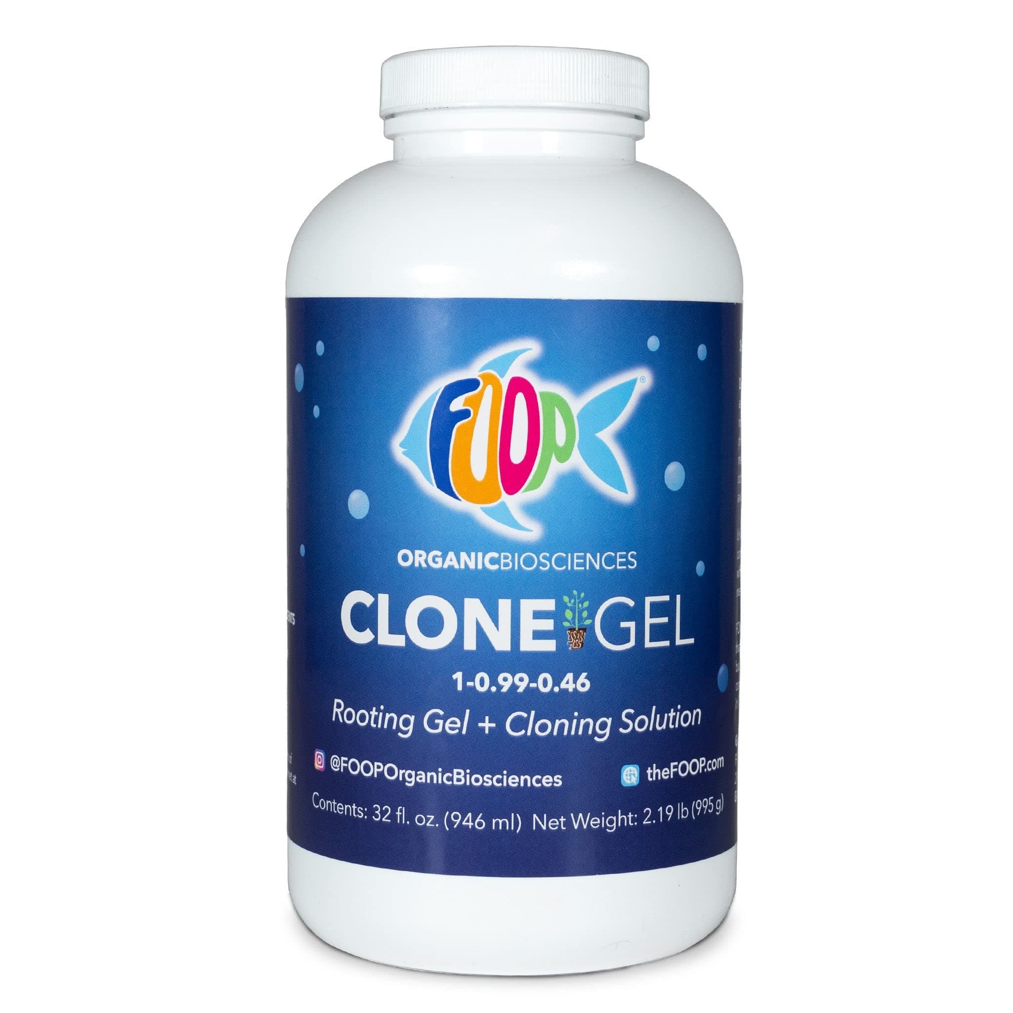 FOOP Clone Gel - Two Products in One: Rooting Gel + Cloning Solution - Get Big Fat White Fuzzy Roots Faster and Make Cloning Simple | Works Great in All Cloning Media (32oz)