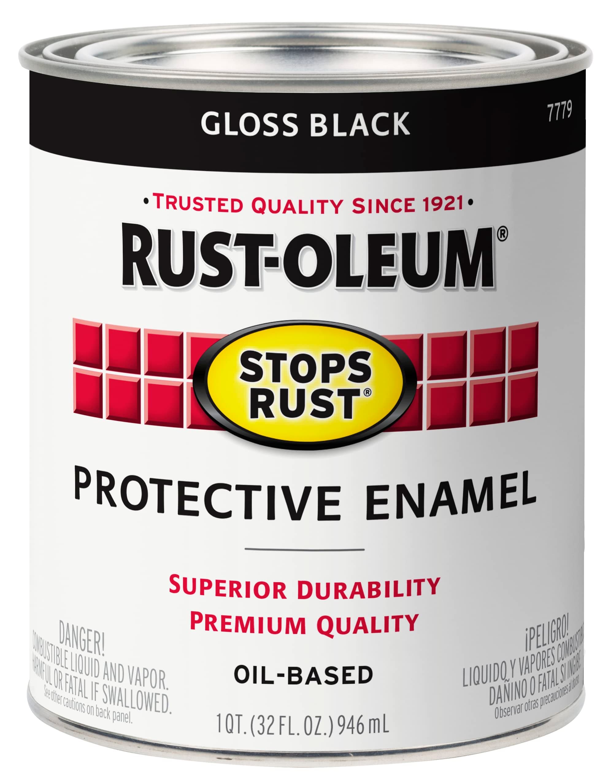 7779504 Stops Rust Brush On Paint, Quart, Gloss Black
