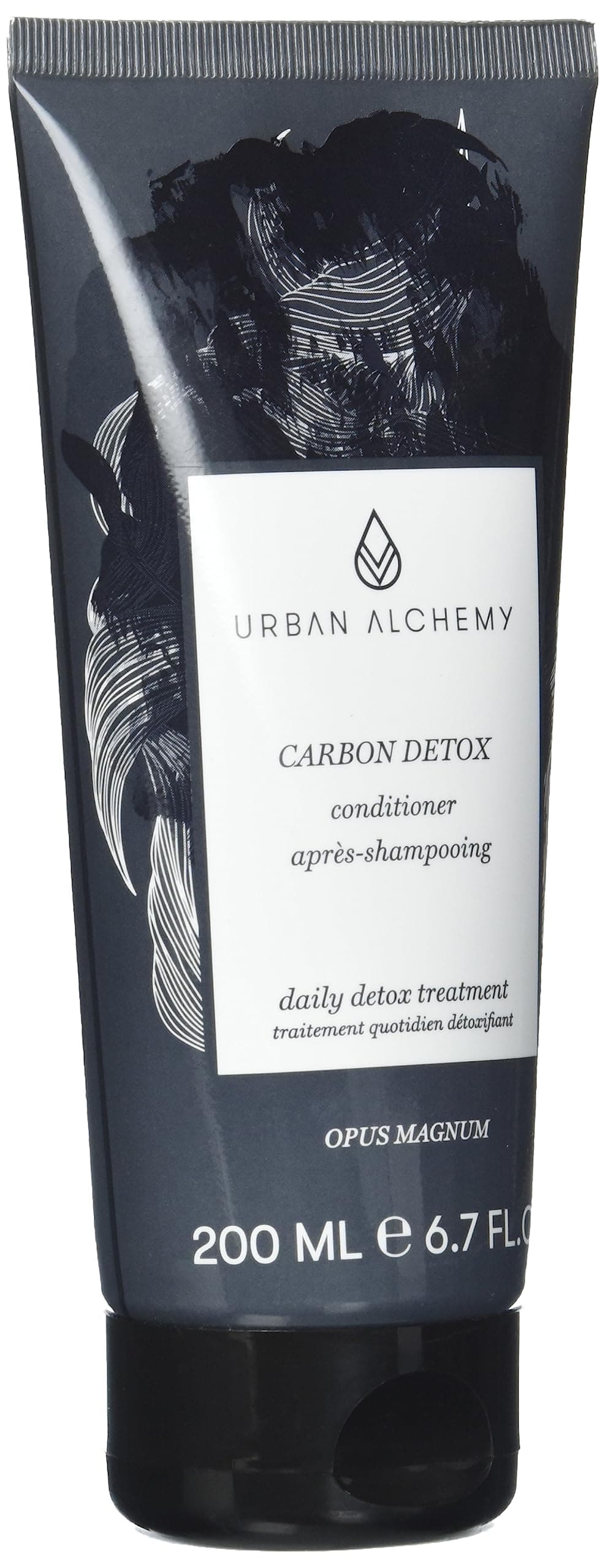Urban Alchemy Carbon Detox Conditioner Dry Hair in Hairdressing Quality - Conditioner Moisturises (with Activated Carbon and Peppermint Oil) - Silky Soft Hair and Lasting Freshness - 200ml