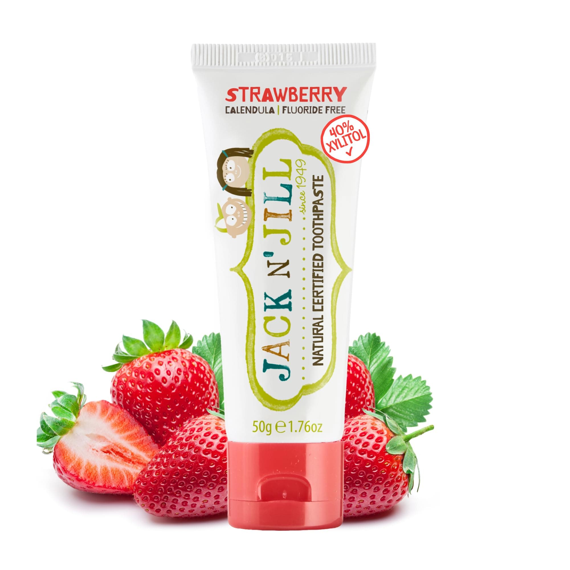 Jack N' Jill Kids Natural Toothpaste, Made With Natural Ingredients, Helps Soothe Gums & Fight Tooth Decay, Suitable From 6 Months+ - Strawberry Flavour 1 X 50G
