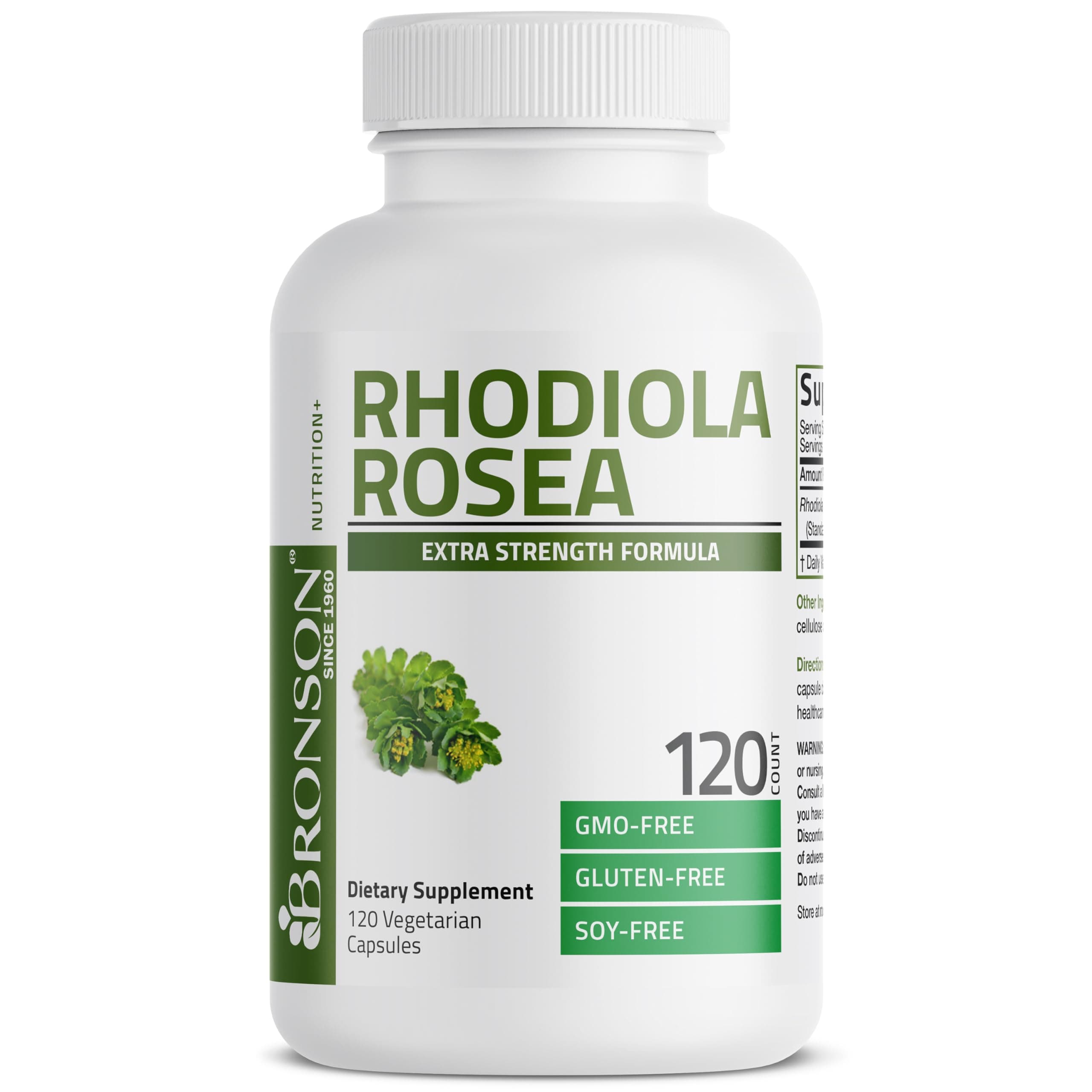 Rhodiola Rosea Vegetarian Capsules - Adaptogenic Herb - Brain, Stress & Mood Support - Non-GMO, 120 Count