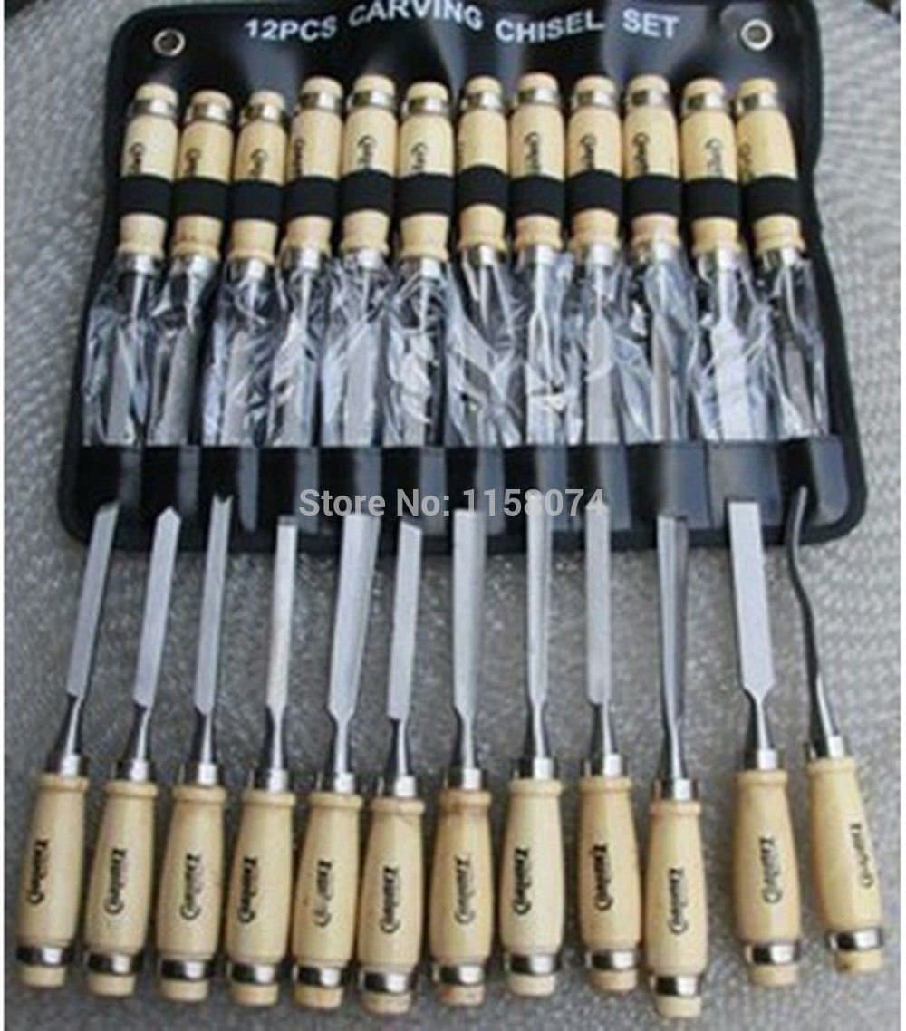 12 Piece Wood Carving Hand Chisel Hand Tool Set Woodworking Professional