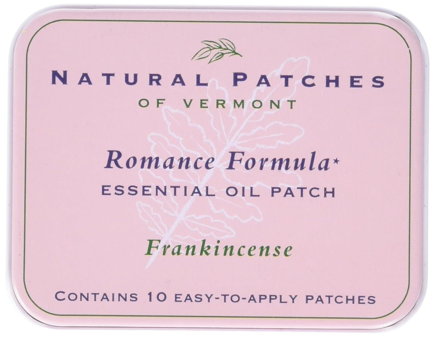 Natural Patches of Vermont Romance Formula Essential Oil Body Patches, Frankincense, 10-Count Tin