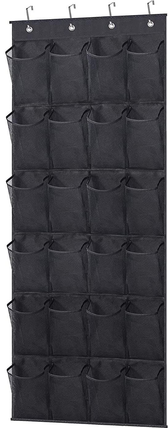 MISSLO Over The Door Shoe Organizer 24 Large Mesh Pockets, Black