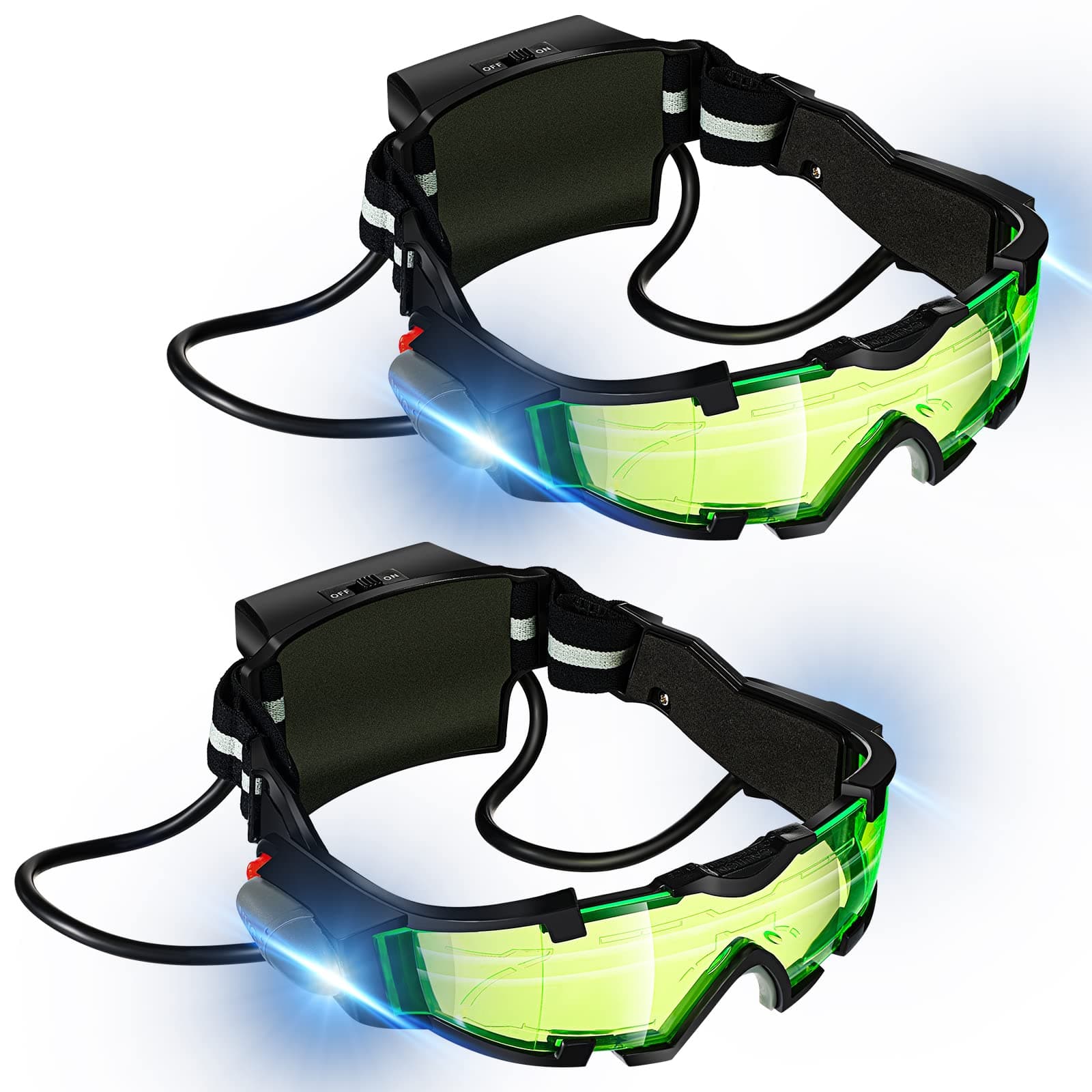 2 Pair Night Vision Goggles Night Mission Light up Goggles Kids Camping Gear Gadgets for Kids Hunting Gear for Boys Girls Role Play Costume Party Gift