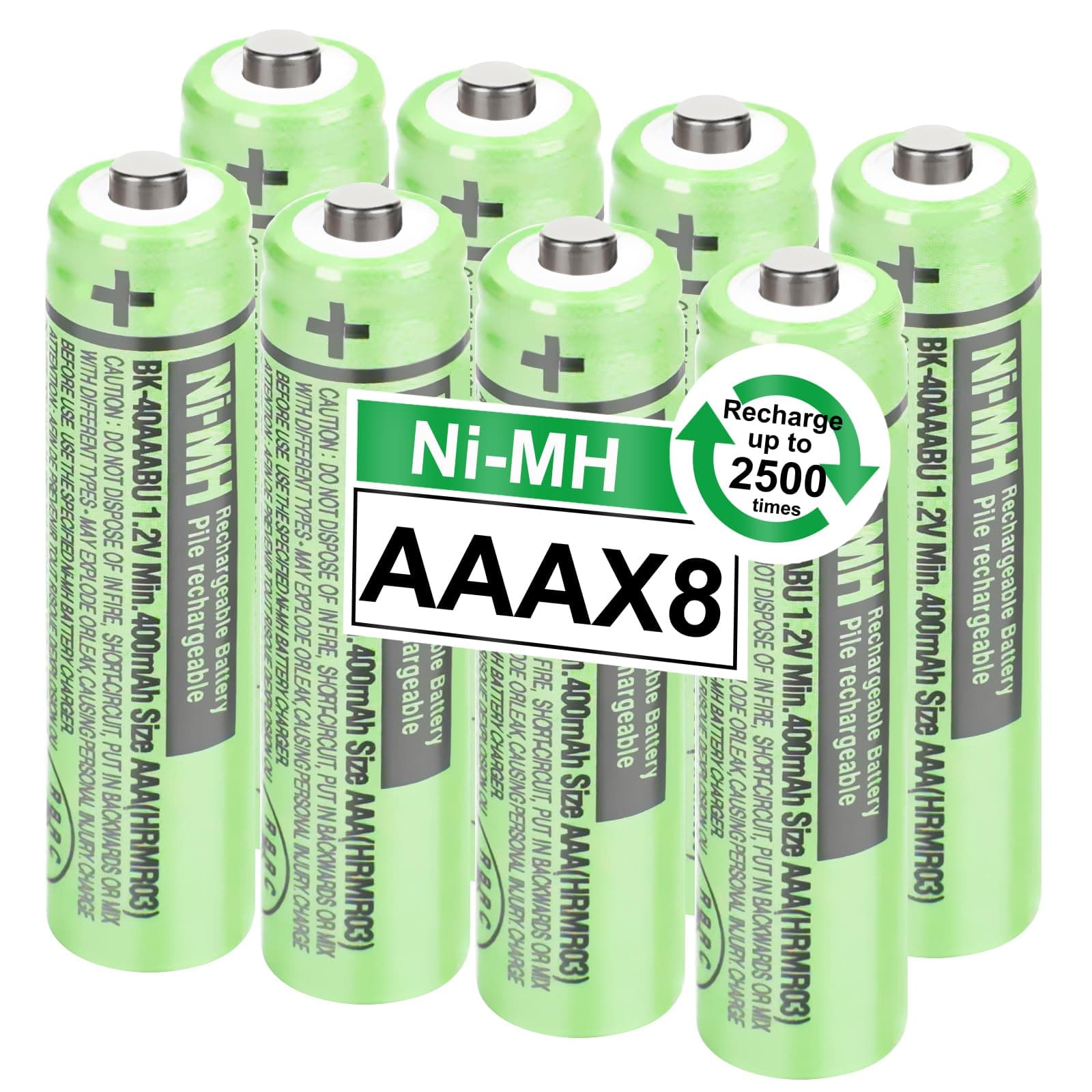 - OSIM 8Pack BK-40AAABU Ni-MH AAA Rechargeable Batteries 400mah 1.2V AAA NI-MH Rechargeable Batteries for Panasonic Cordless Phones, Remote Controls, Electronics