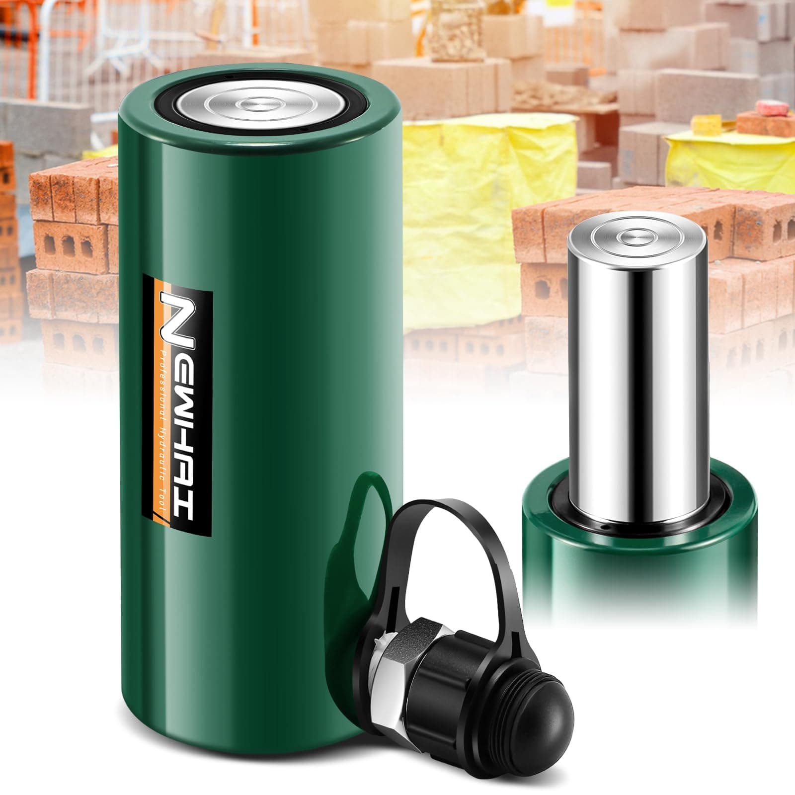 Newhai 10 ton Hydraulic Ram Jack 4’’/100mm Max Stroke Hydraulic Lifting Cylinder Single Acting Porta Power Jack Small Portable Retract Automatically Only a Jack