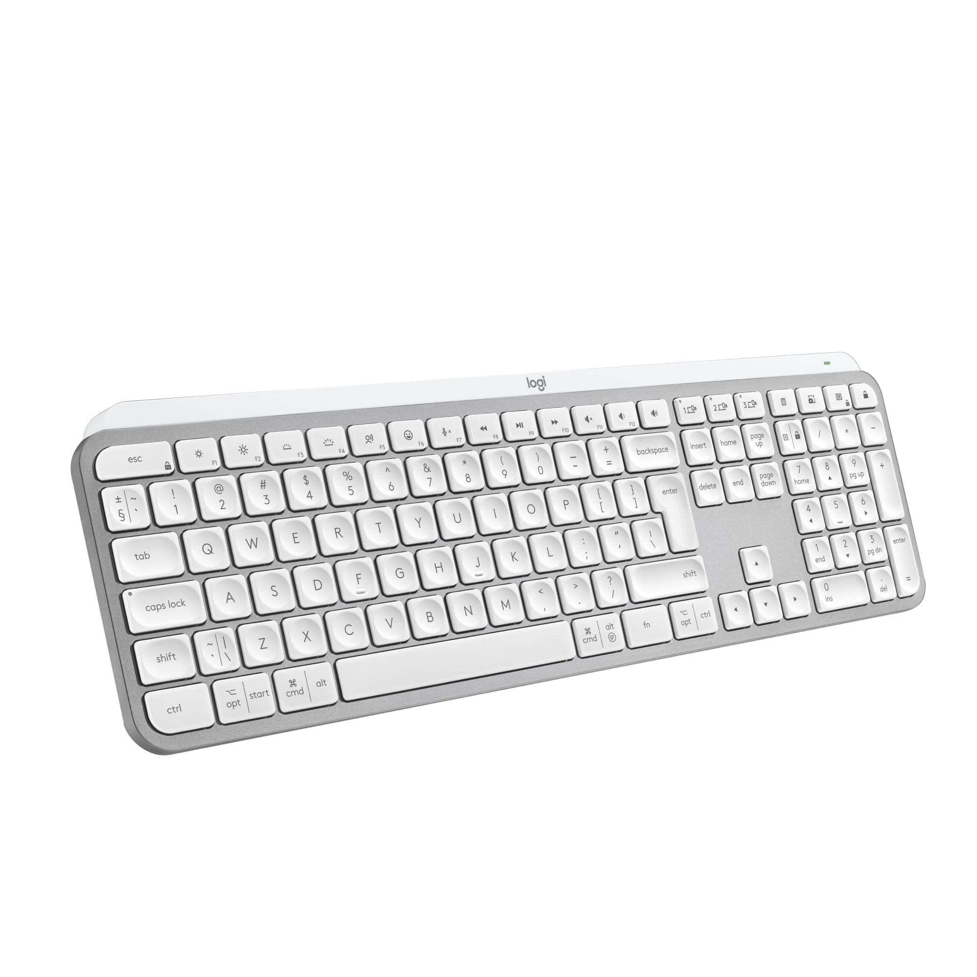 Logitech MX Keys S Wireless Keyboard, Low Profile, Fluid Quiet Typing, Programmable Keys, Backlighting, Bluetooth, USB C Rechargeable, for Windows PC, Linux, Chrome, Mac, QWERTY UK English, Pale Grey