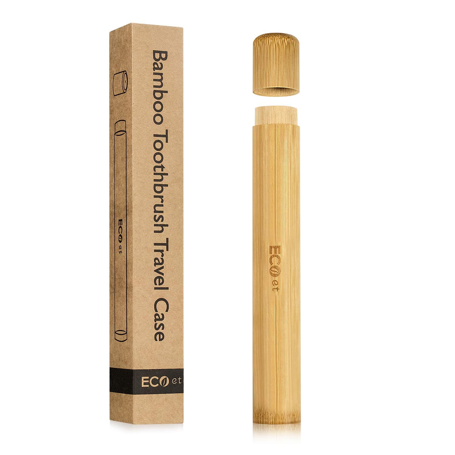 ECOet Natural Bamboo Toothbrush Travel Case Tube | Eco-Friendly & Biodegradable | Safe Storage | Bamboo Toothbrush Cover