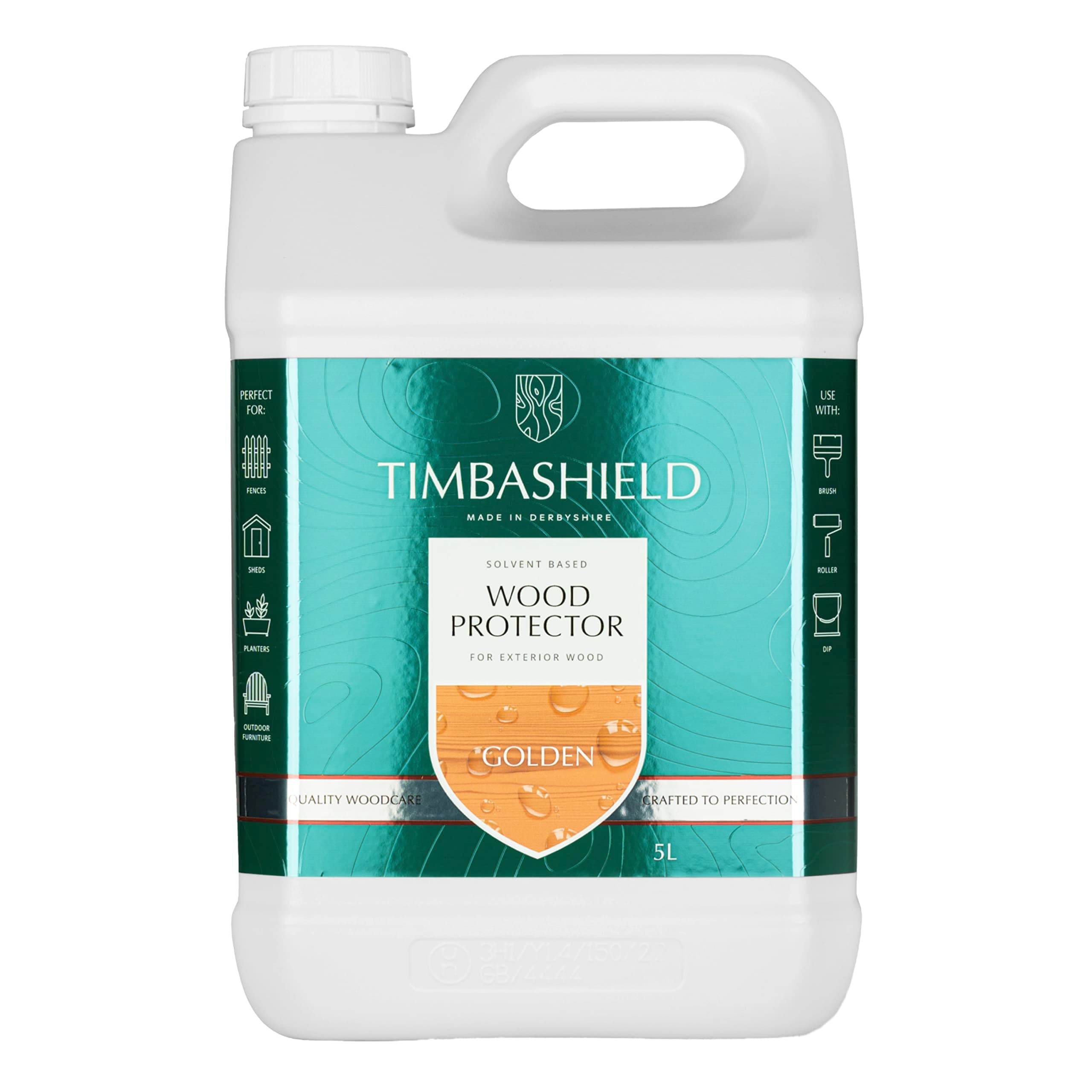 Solvent Based Wood Protector - Golden - 5L - Wood Stain & Waterproof Protection - Protection from Dry-Film Fungal Growth - Treatment for Sheds, Fences & General Garden Furniture
