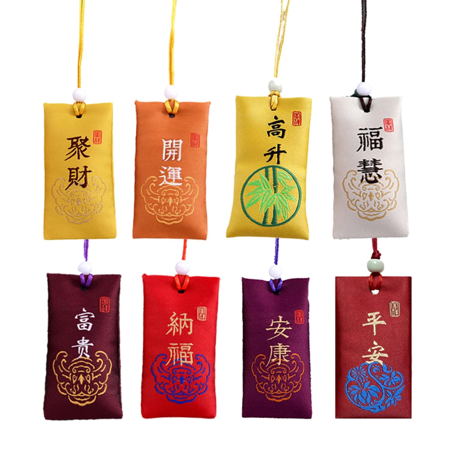 8PCS Spiritual Salt with Sachet, Buddhist Spiritual Salt Pouch Necklacespiritual Salt Pouch for Money, Classical Chinese Talisman, Spiritual Salt Pouch Necklace from China (A)