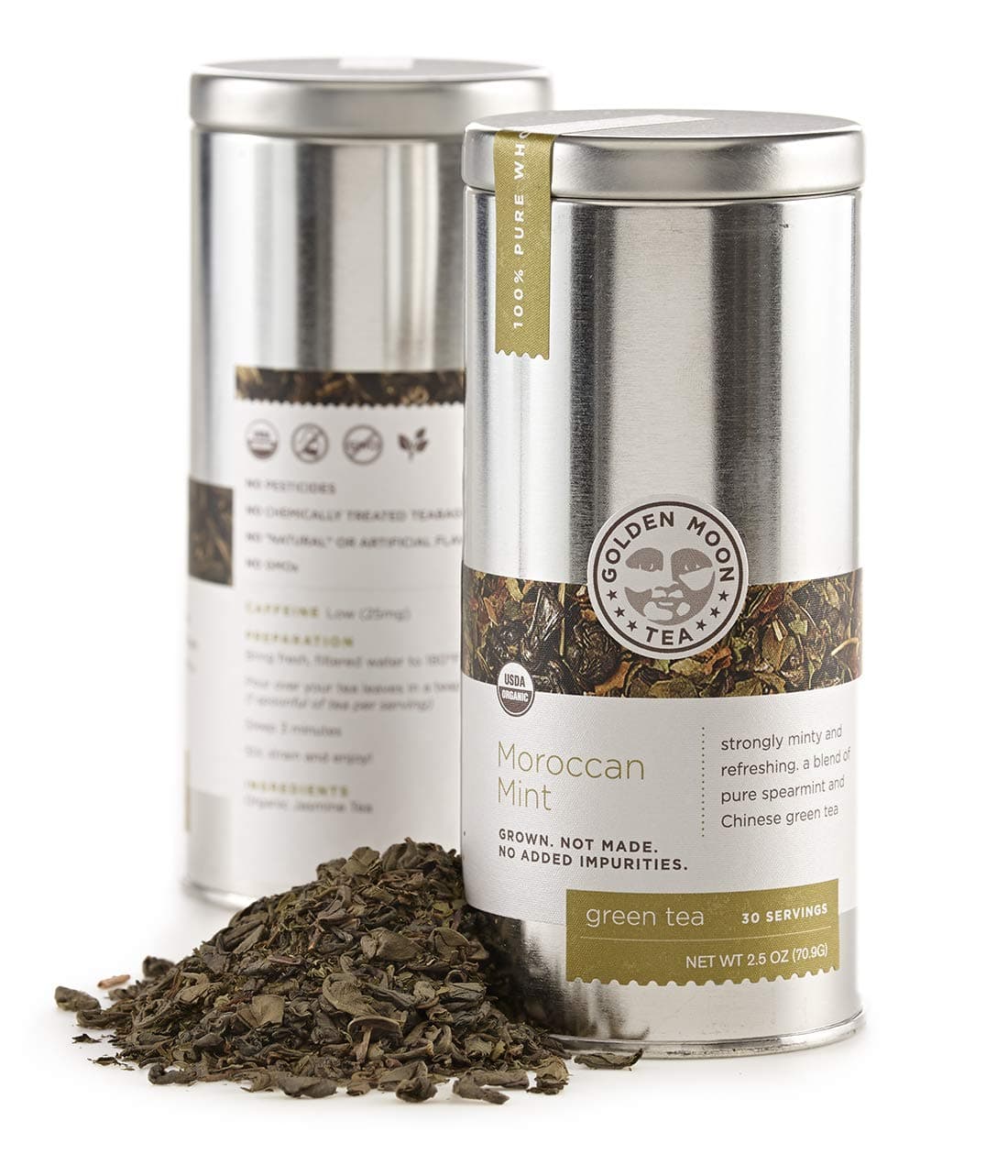 Organic Moroccan Mint Green Tea - Loose Leaf, Non-GMO - Travel Tin (30 Servings)