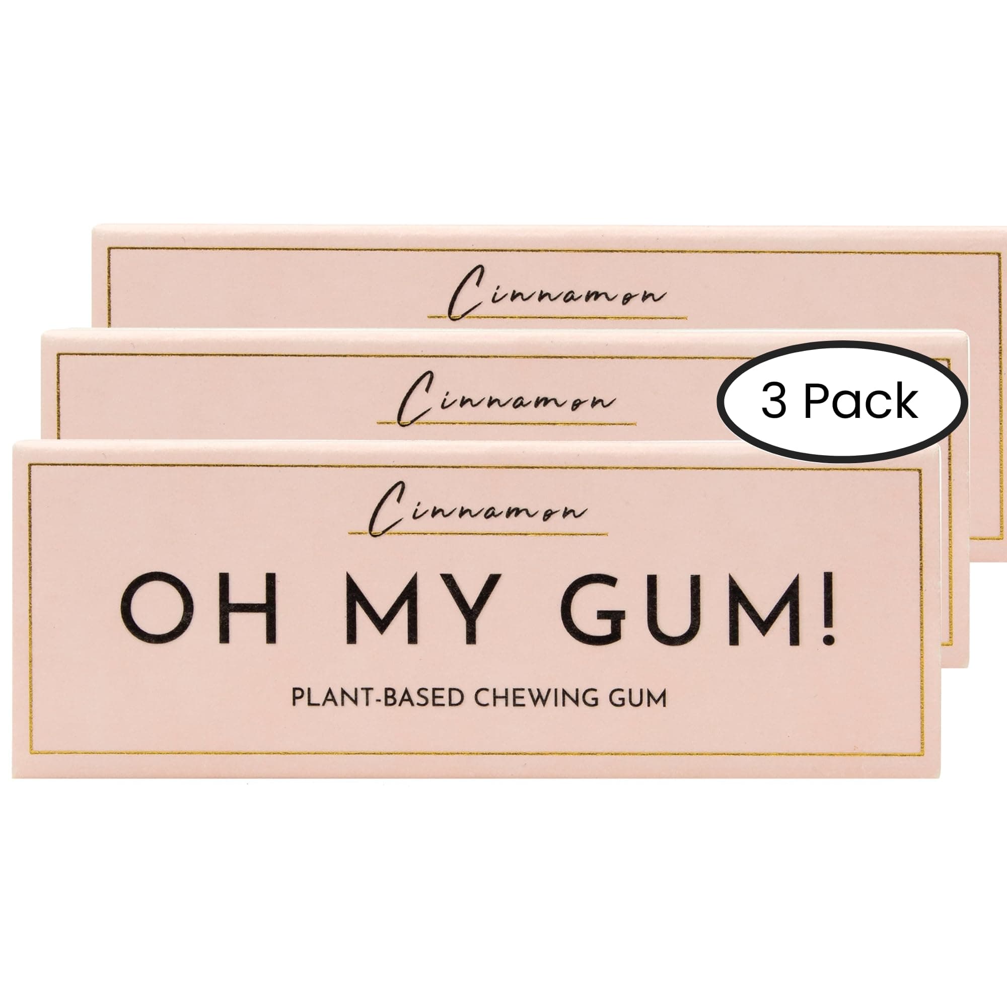 OH MY GUM! Cinnamon Natural Chewing Gum Pack of 3 (10 Pieces/Pack) | 100% Plant Based Aspartame Free Chewing Gum | Award Winning Sugar Free Chewing Gum & Good for Teeth |
