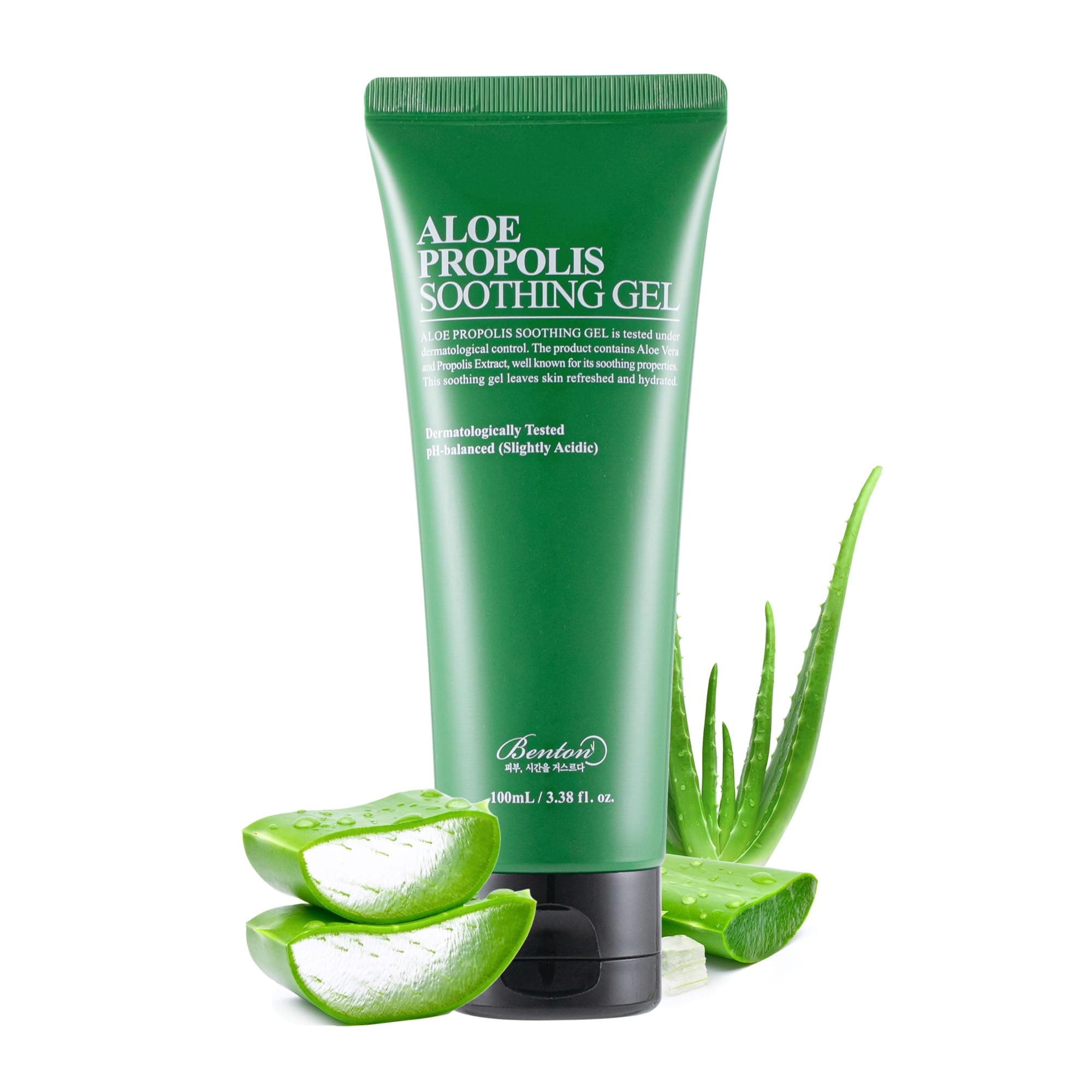 BENTON Aloe Propolis Soothing Gel, 3.38 fl oz – Lightweight After-Sun Moisturizer for Face, Travel-Friendly Size, Organic Aloe Vera