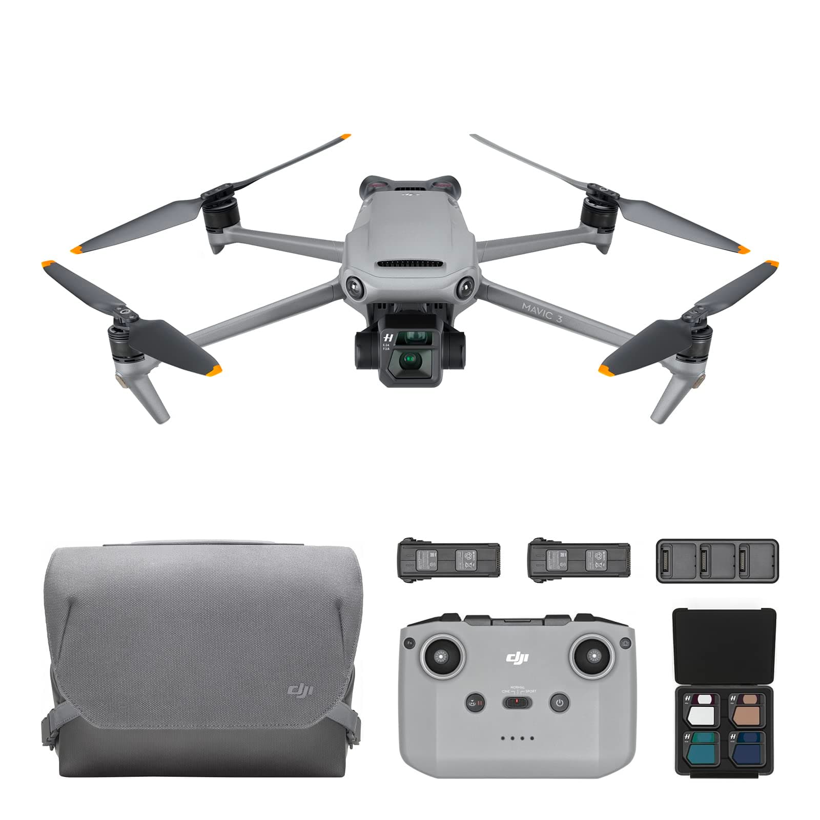 Mavic 3 Fly More Combo Drone with Remote ID 4/3 CMOS Hasselblad Camera Drone with 5.1K Video, Omnidirectional Obstacle Detection, 46 Minutes Flight Time, 8 km Transmission Distance, Includes DJI